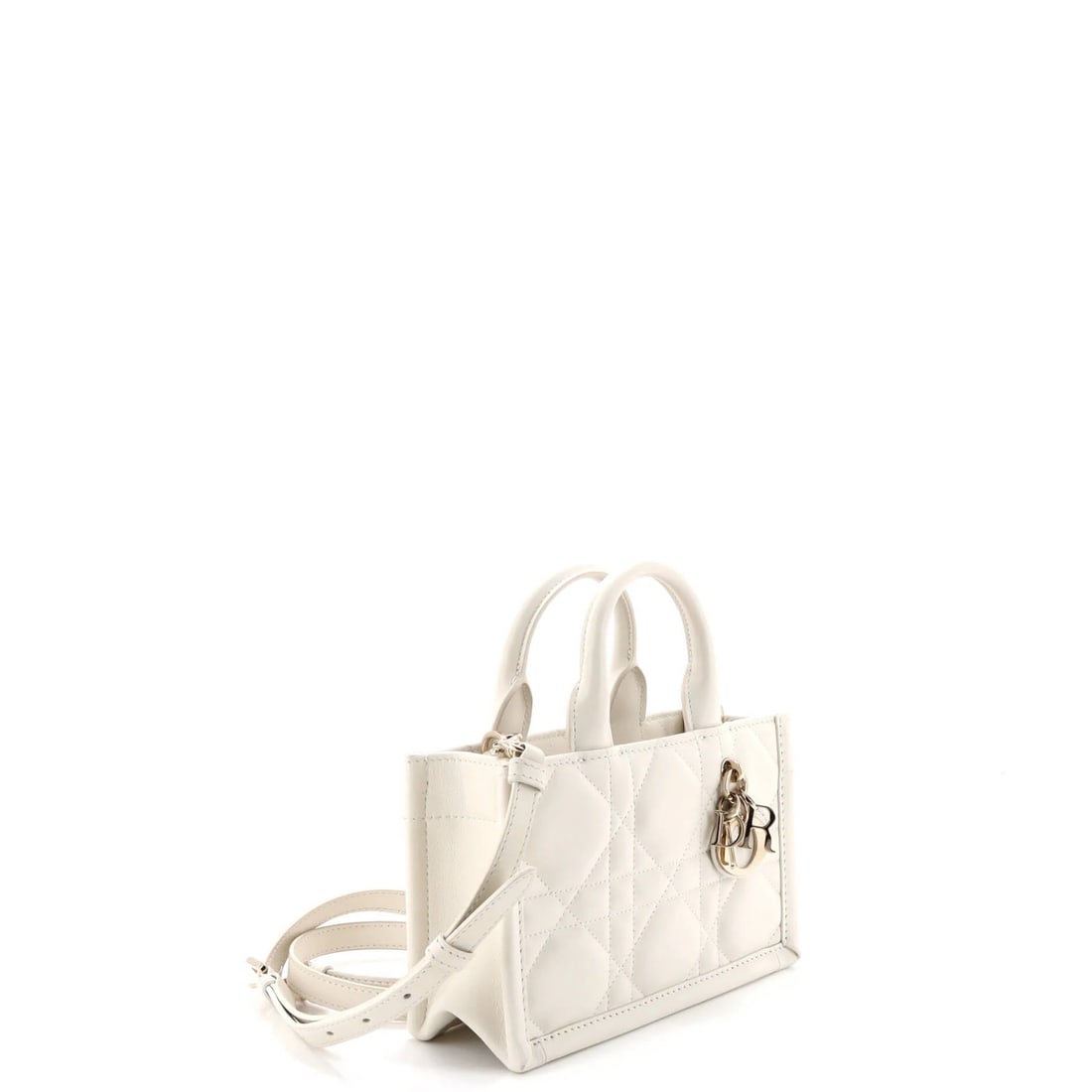 Mini Christian Dior Book Tote with Strap Macrocannage Quilt Calfskin - 2