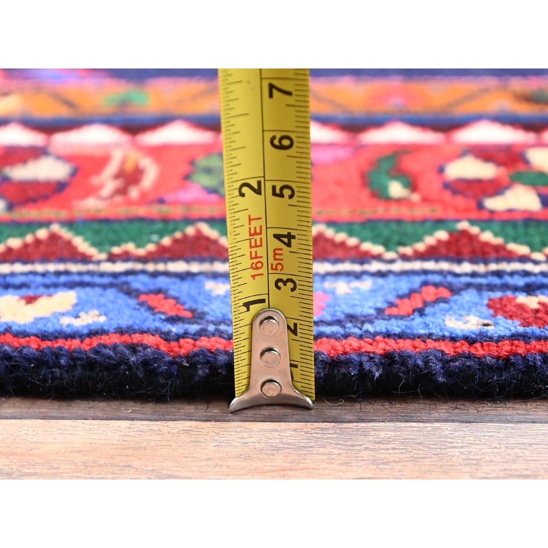 Runner 3'10"x14' Navy Blue New Zoroastrian Khamadan Pure Wool Hand Knotted - 6