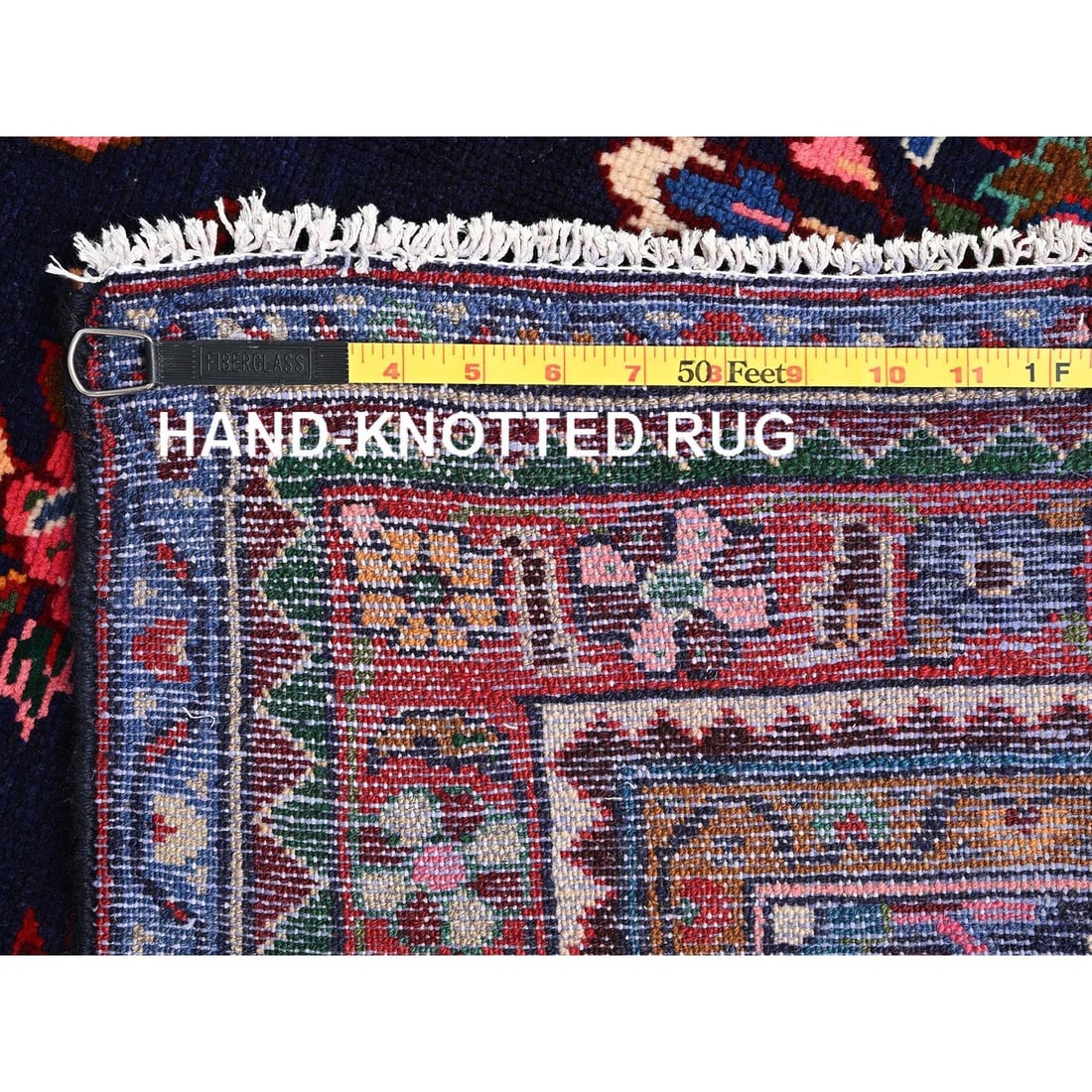 Runner 3'10"x14' Navy Blue New Zoroastrian Khamadan Pure Wool Hand Knotted - 7