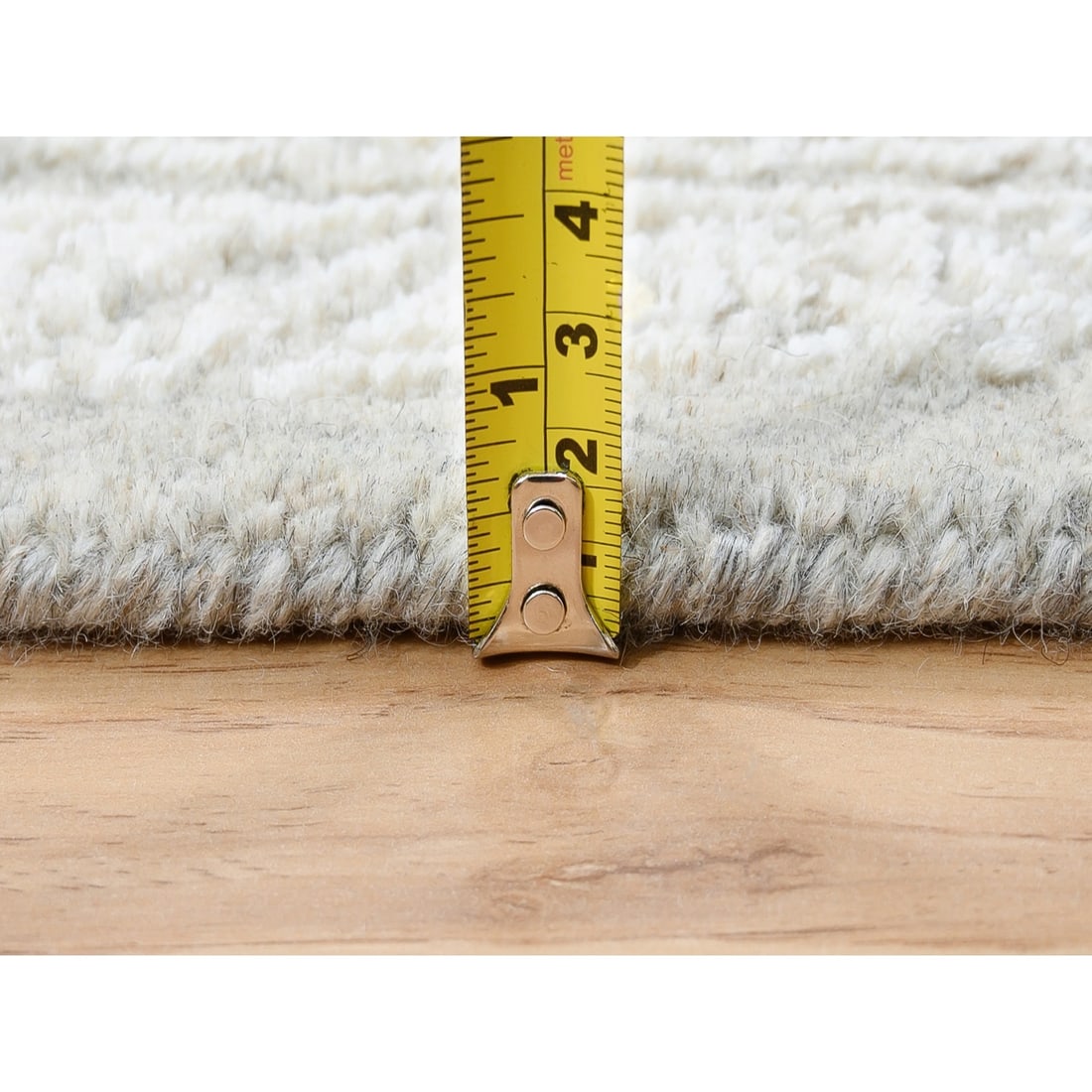 Rug 6'x9'2" Beige Plant Based Silk and Wool Hand Loomed Fine Jacquard - 11