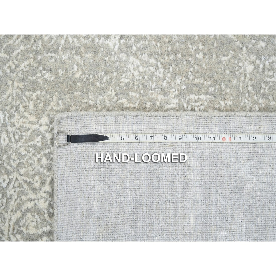 Rug 6'x9'2" Beige Plant Based Silk and Wool Hand Loomed Fine Jacquard - 12