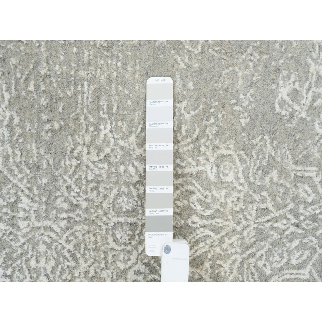 Rug 6'x9'2" Beige Plant Based Silk and Wool Hand Loomed Fine Jacquard - 8