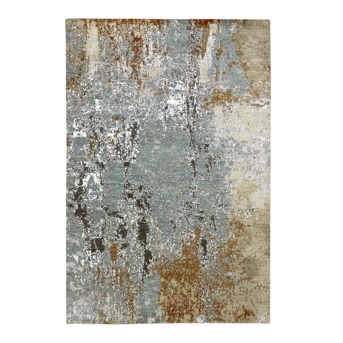 Rug 6'1"x9'1" Gray-Brown Abstract Design Pure Wool Hand Knotted Oriental (1 of 11)