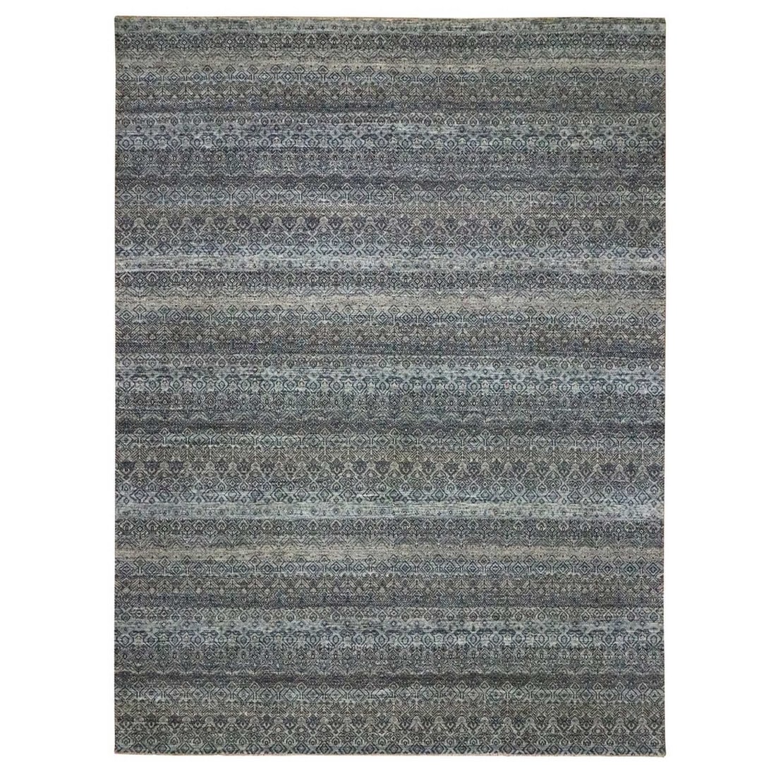 Rug 9'1"x12'1" Gray Kohinoor Repetitive Design Pure Wool Hand Knotted: Rug 9'1"x12'1" Gray Kohinoor Repetitive Design Pure Wool Hand Knotted This listing features Rug 9'1"x12'1" Gray Kohinoor Repetitive Design Pure Wool Hand Knotted. Item specifics are provided below. 