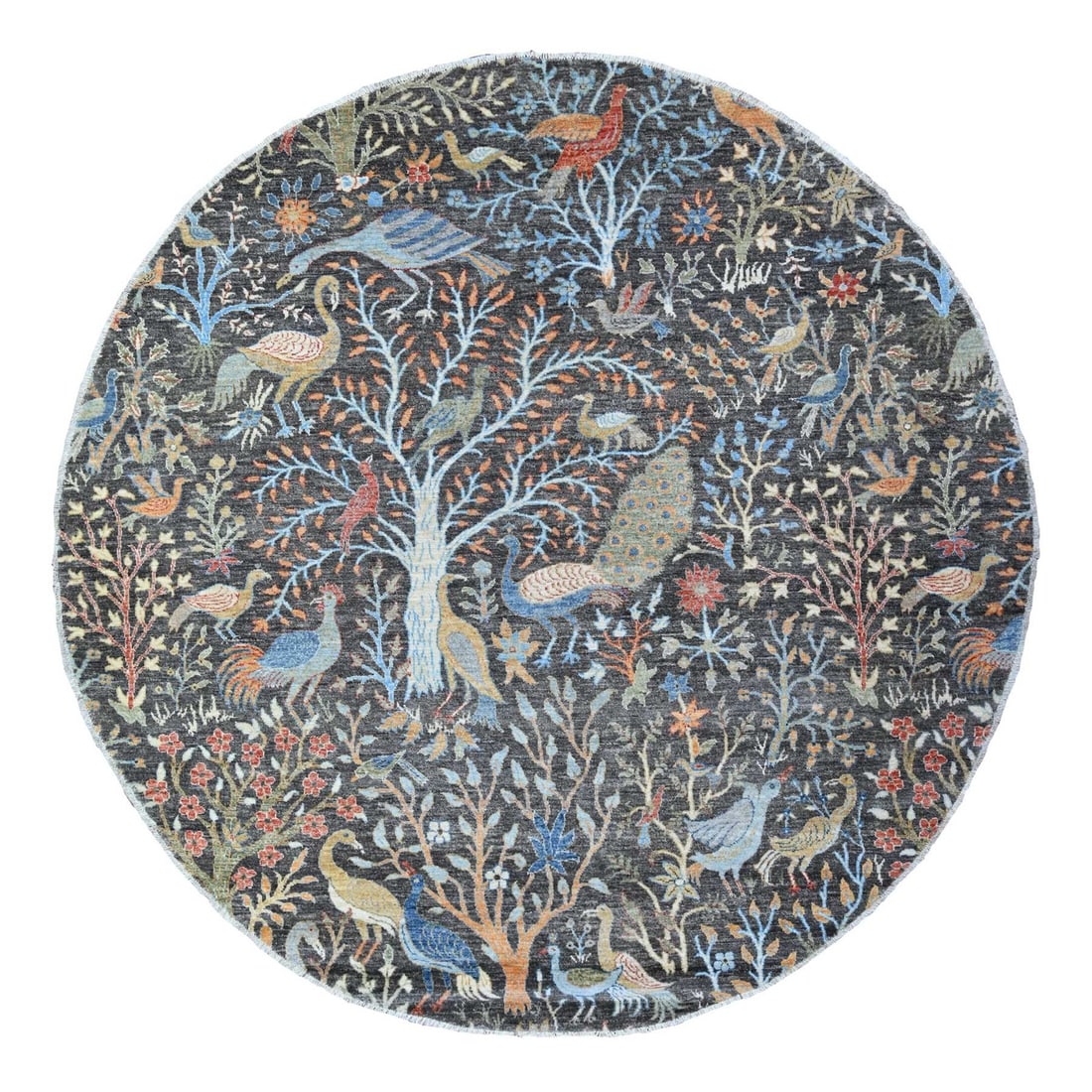 Rug 8'x8' Gauntlet Gray Wool Afghan Hand Knotted Peshawar Oriental Round (1 of 11)