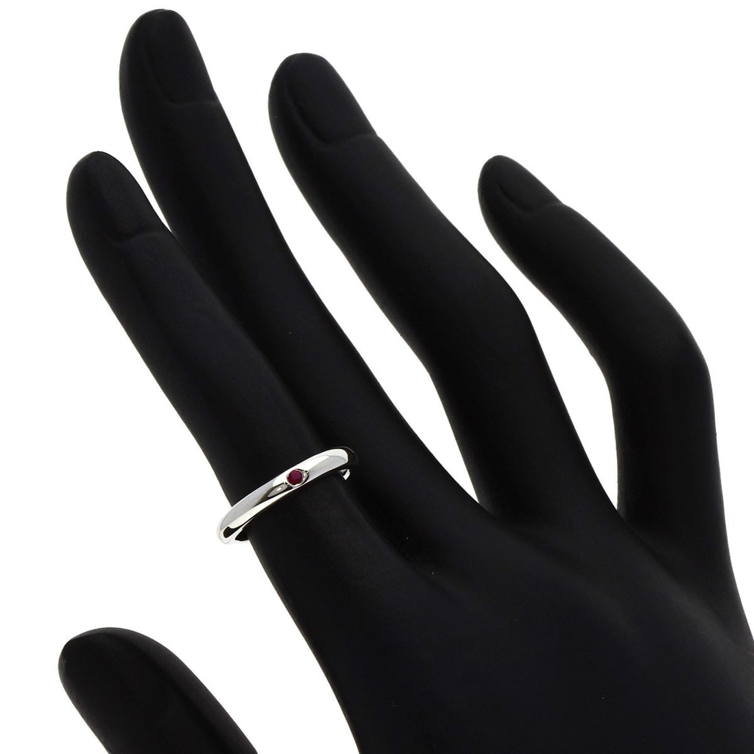 Silver TIFFANY&Co. Stacking band Ruby Ring - 5