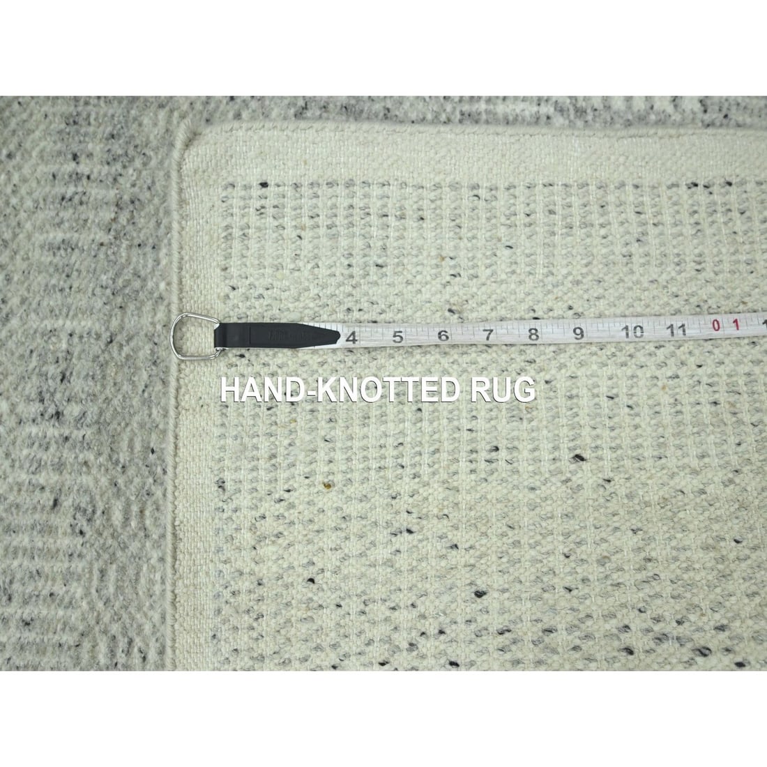 Runner 2'7"x12'1" Gray Hand Knotted Rug Oxidized Grass Design Wool - 6