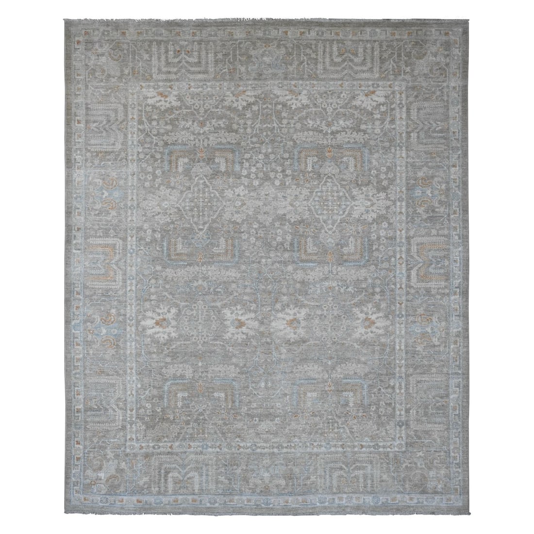 Rug 8'1"x9'10" Gray Peshawar with Willow Tree Design Hand Knotted Wool (1 of 11)
