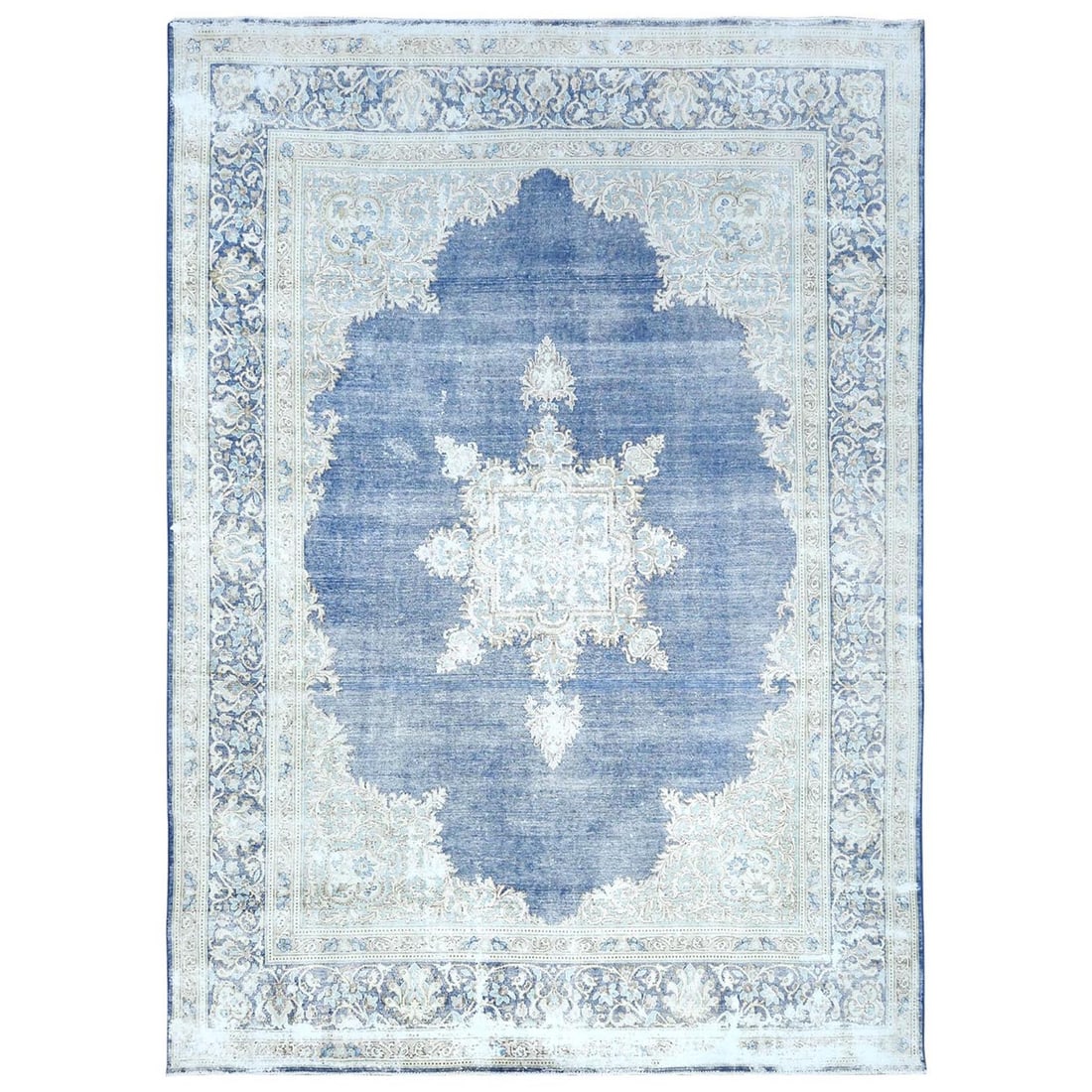 Rug 8'9"x12' Blue Wool Hand Knotted Shabby Chic Distressed Old Farsian: Rug 8'9"x12' Blue Wool Hand Knotted Shabby Chic Distressed Old Farsian This listing features Rug 8'9"x12' Blue Wool Hand Knotted Shabby Chic Distressed Old Farsian. Item specifics are provided below.