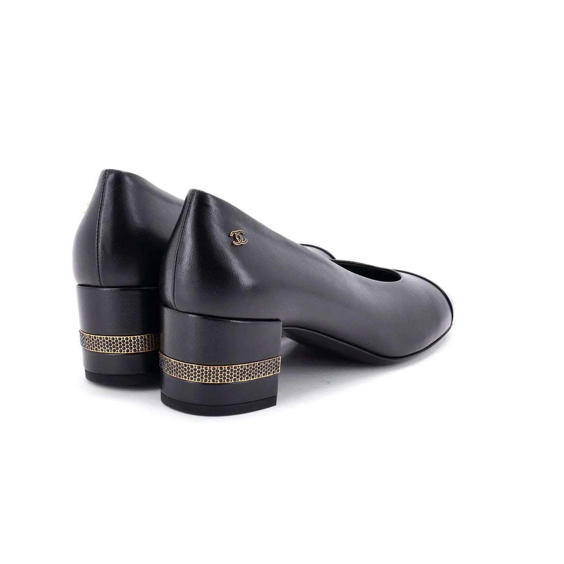 Crystals Chanel Women's CC Cap Toe Pumps Leather and Patent with - 3