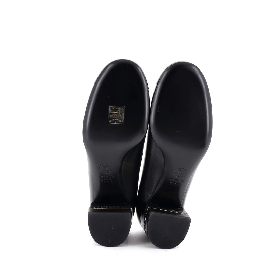 Crystals Chanel Women's CC Cap Toe Pumps Leather and Patent with - 4