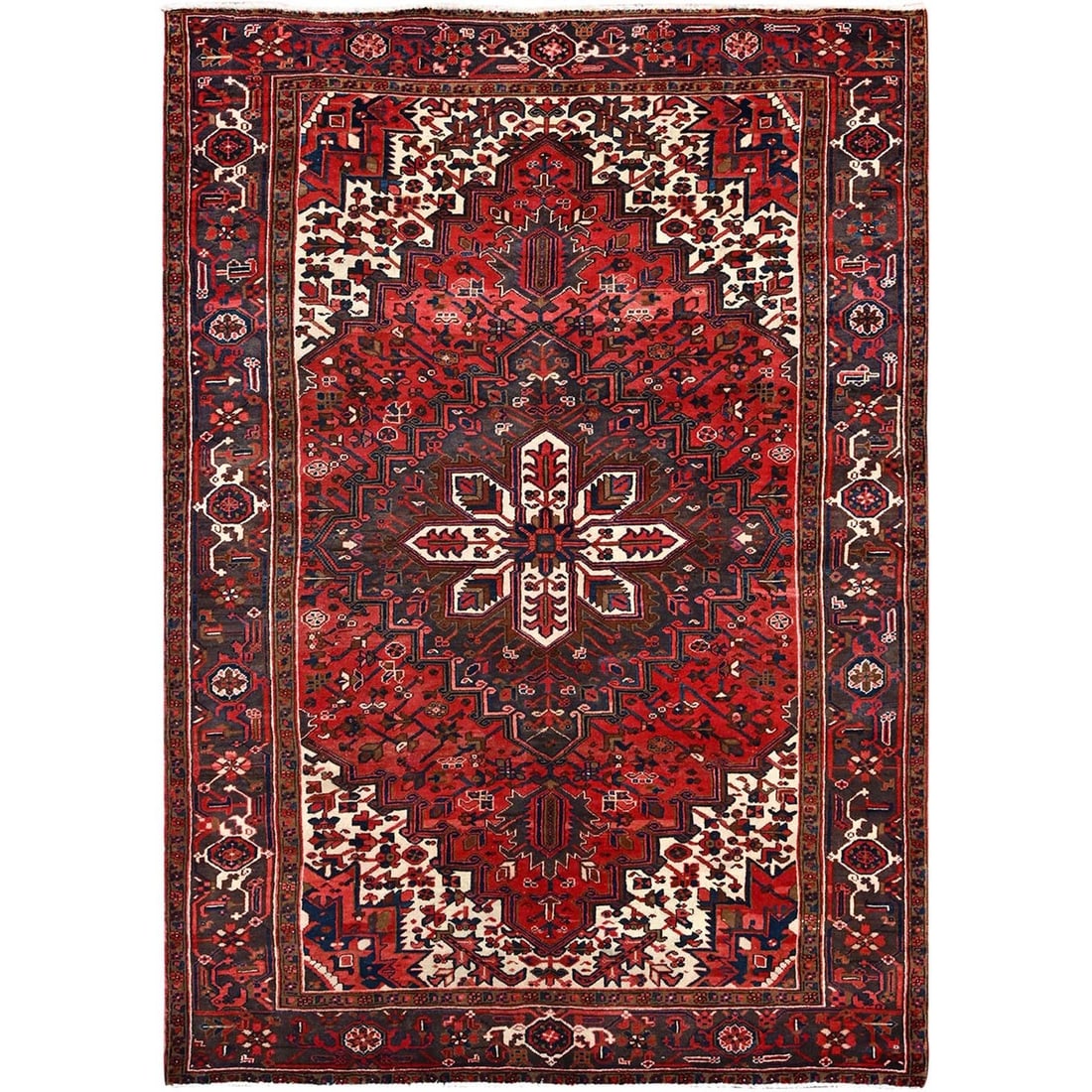 Rug 6'8"x9'5" Harvest Apple Red Hand Knotted Vintage Heris Cleaned Abrash: Rug 6'8"x9'5" Harvest Apple Red Hand Knotted Vintage Heris Cleaned Abrash This listing features Rug 6'8"x9'5" Harvest Apple Red Hand Knotted Vintage Heris Cleaned Abrash. Item specifics are provided