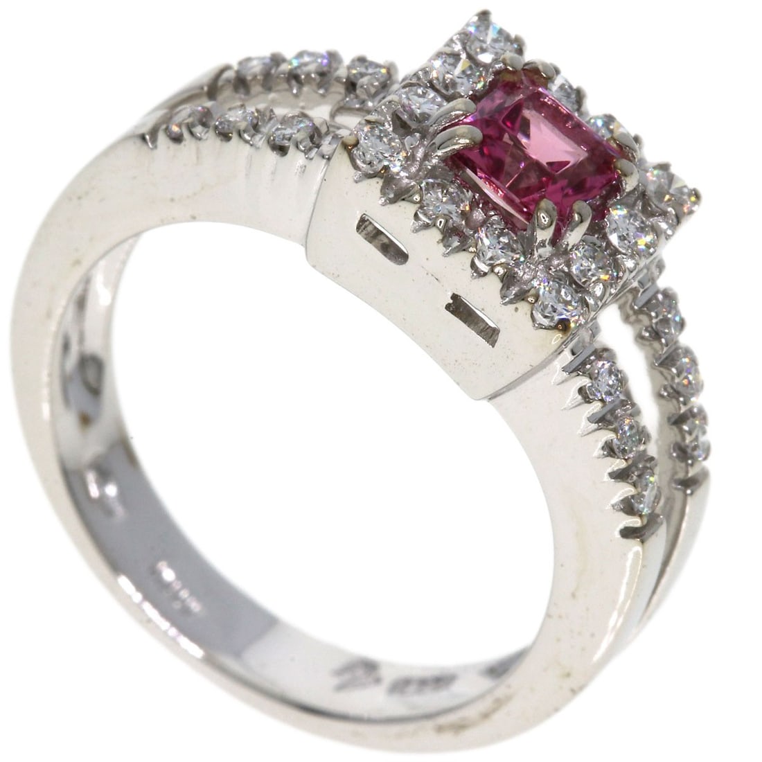 Gold Ponte Vecchio Pink Tourmaline Diamond Ring K18 White (1 of 13)