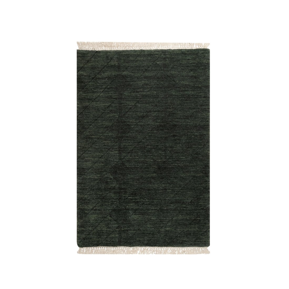 Wool 2'x2'9" Seaweed Green Mat Rug Stripes Design Hand Loomed Pure (1 of 8)