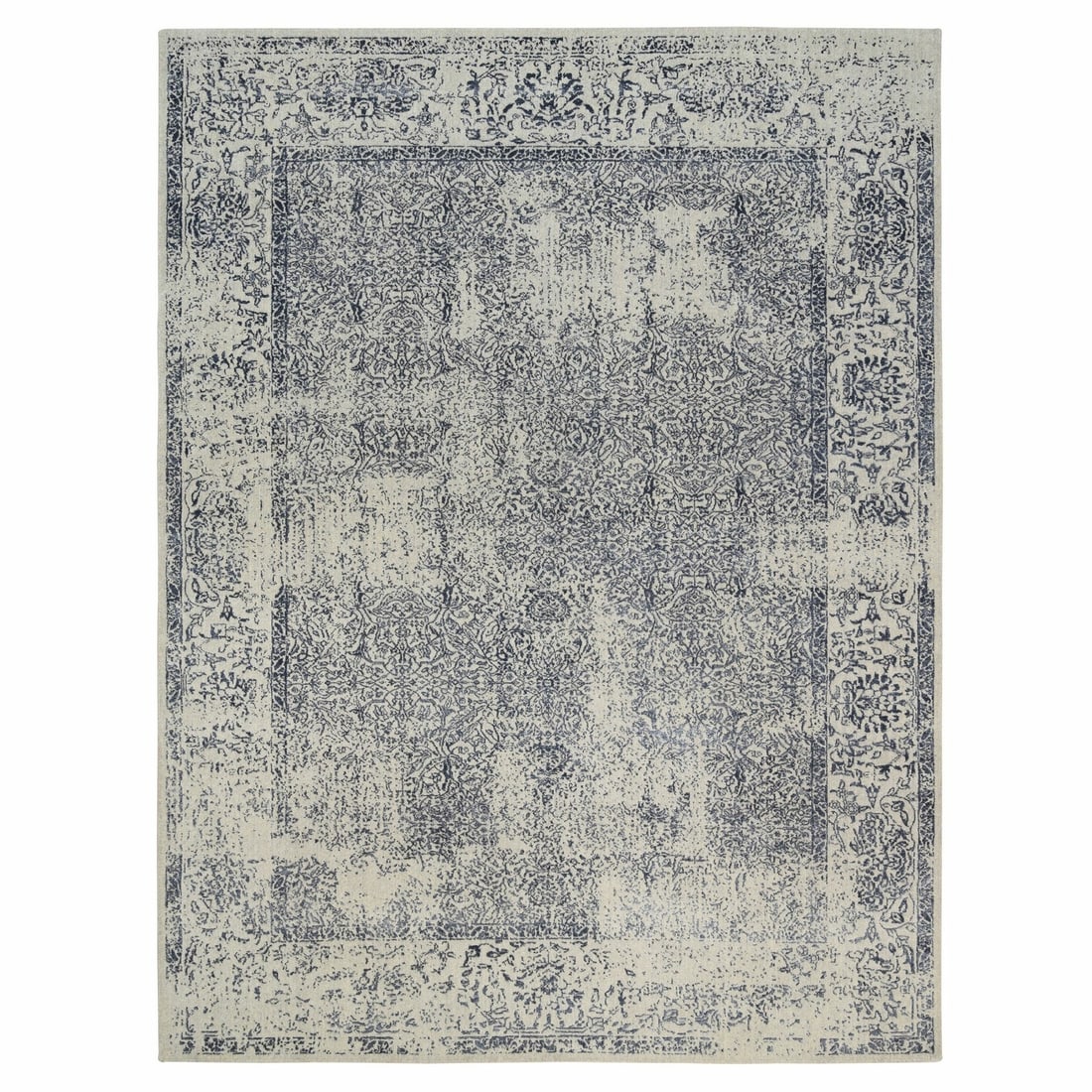 Rug 9'1"x12' Hand Loomed Light Gray Fine Jacquard Wool and Art Silk: Rug 9'1"x12' Hand Loomed Light Gray Fine Jacquard Wool and Art Silk This listing features Rug 9'1"x12' Hand Loomed Light Gray Fine Jacquard Wool and Art Silk. Item specifics are provided below. Item S