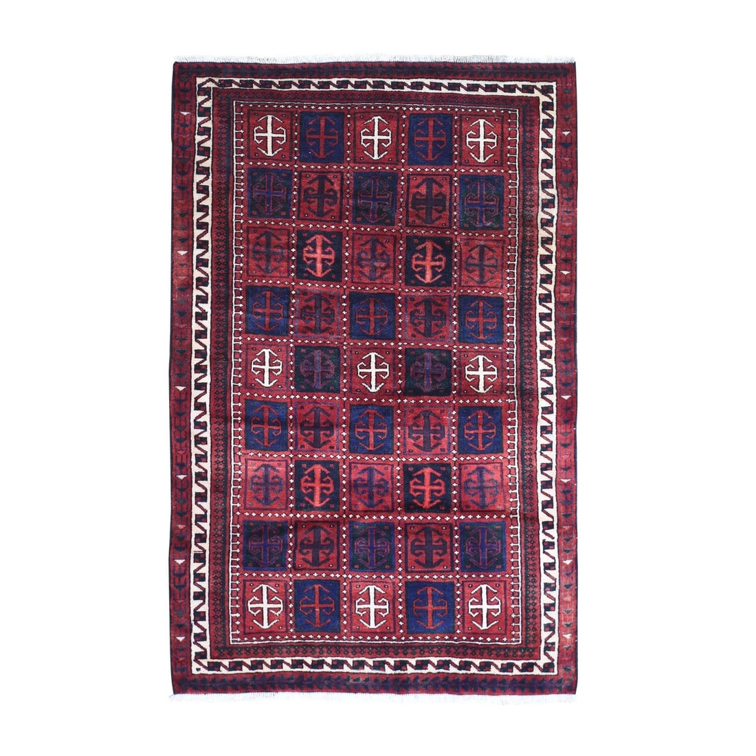 Rug 5'8"x8'6" Box Design Vintage Farsian Amadan Wool Handknotted Oriental (1 of 7)