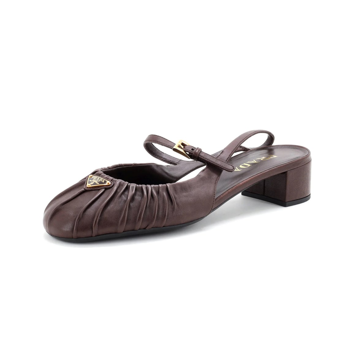 Leather Prada Women's Mary Jane Slingback Pumps Ruched: Leather Prada Women's Mary Jane Slingback Pumps Ruched This listing features Leather Prada Women's Mary Jane Slingback Pumps Ruched. Item specifics are provided below. Item Specifics: Brand: Prada Us