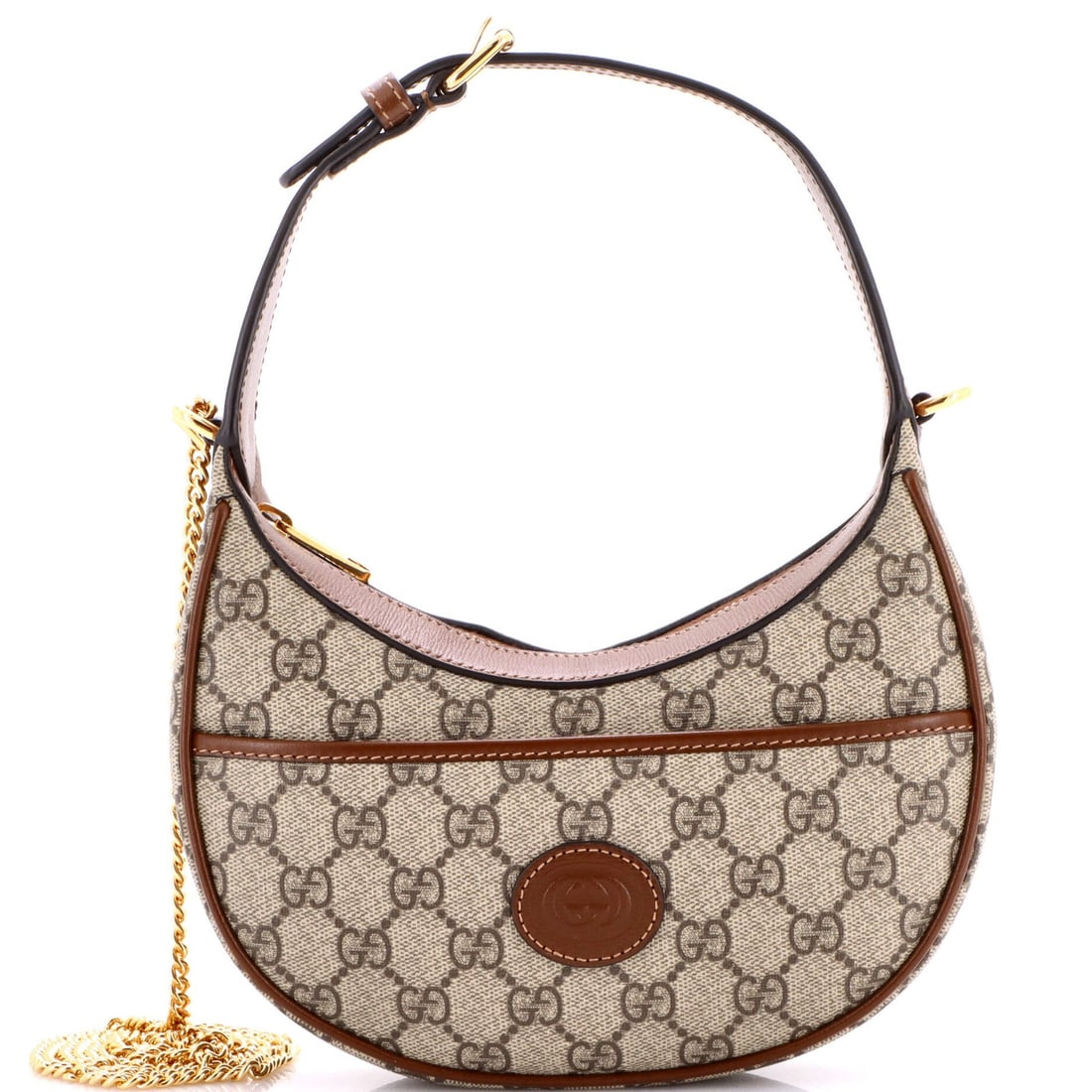 Mini Gucci Interlocking G Patch Half Moon Hobo GG Coated Canvas (1 of 7)
