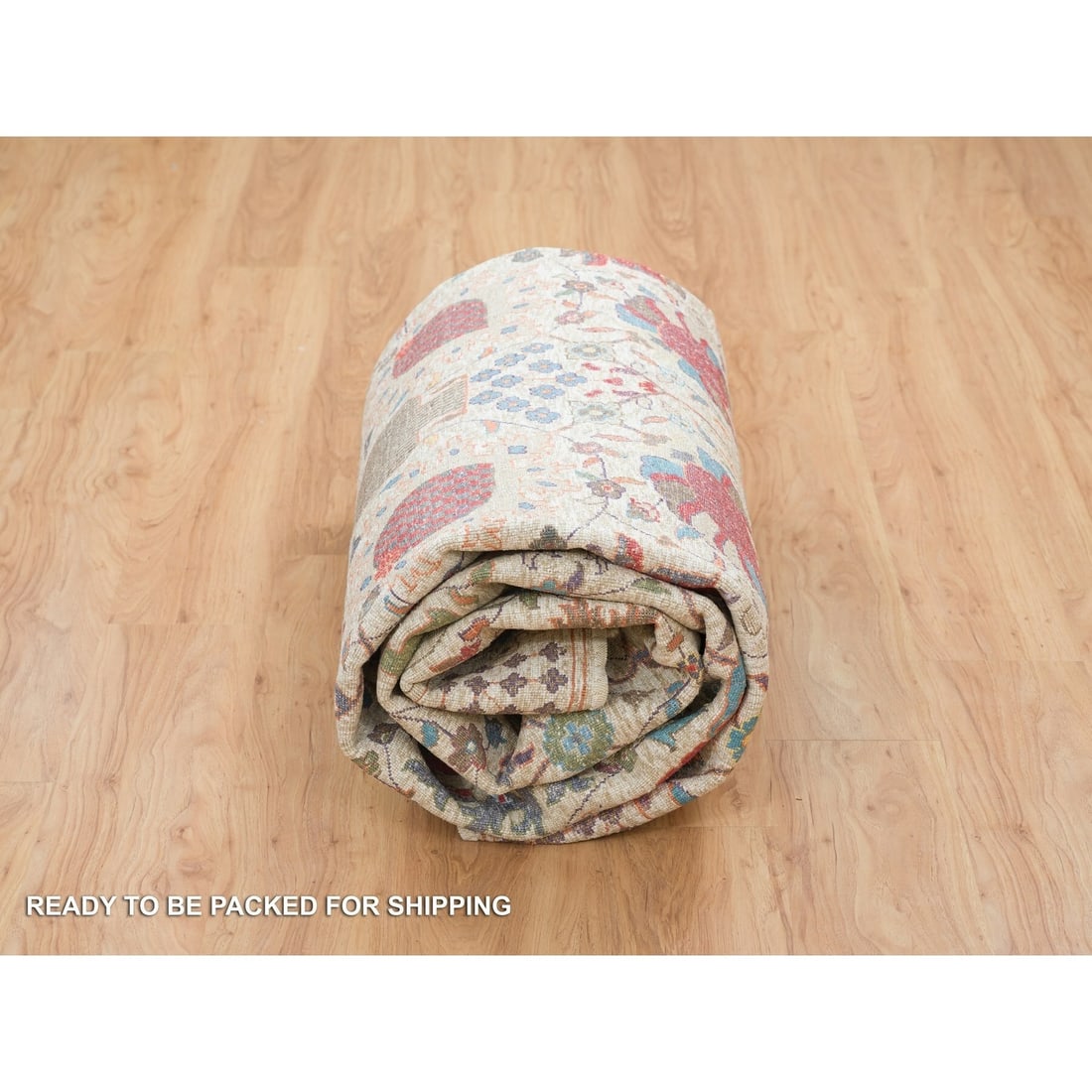 Rug 8'3"x10'3" Ivory Hand Knotted Tebraz Vase Silk With Wool - 10