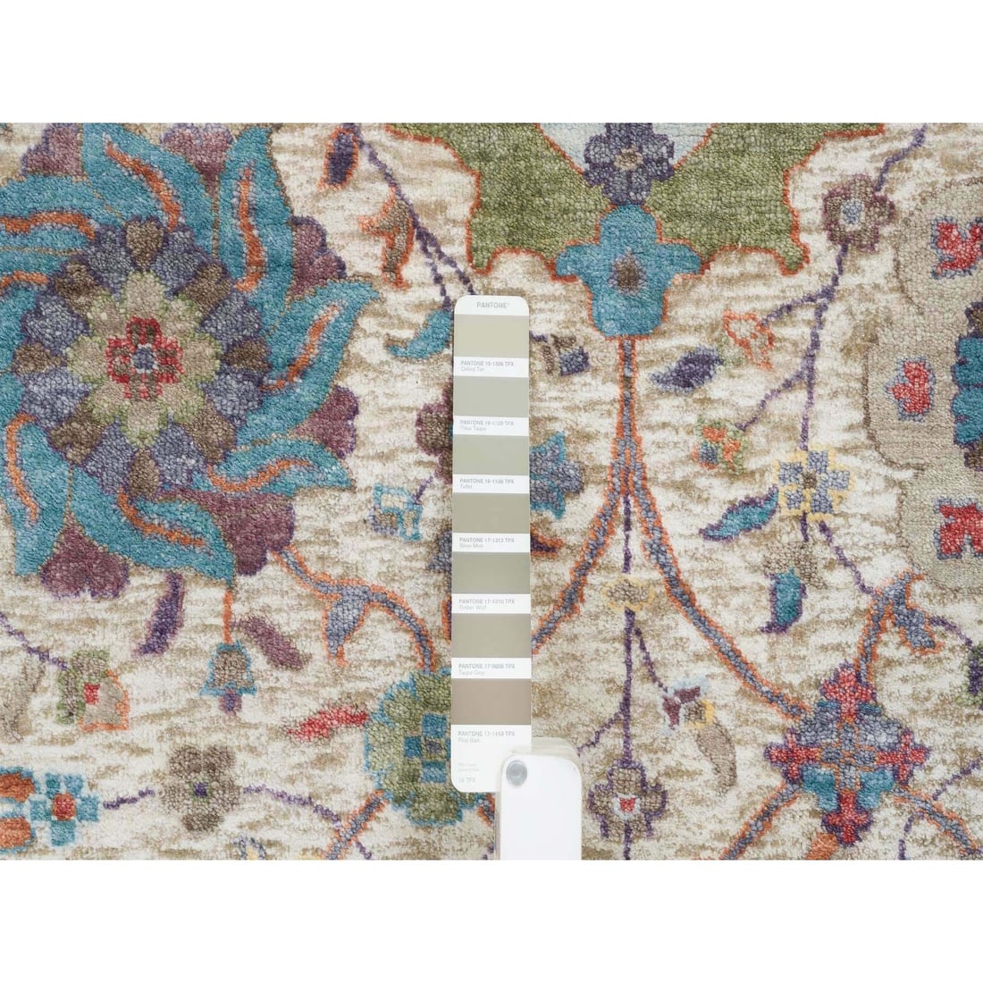 Rug 8'3"x10'3" Ivory Hand Knotted Tebraz Vase Silk With Wool - 8