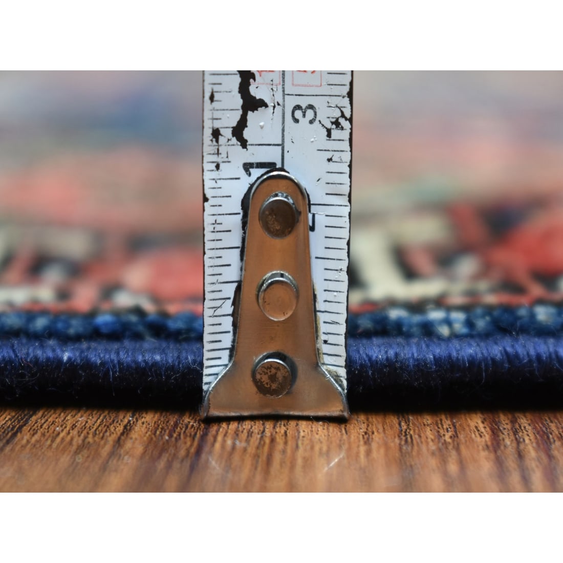 Rug 4'x5'9" Navy Afghan Ersari Elephant Feet Design Wool Hand Knotted - 5