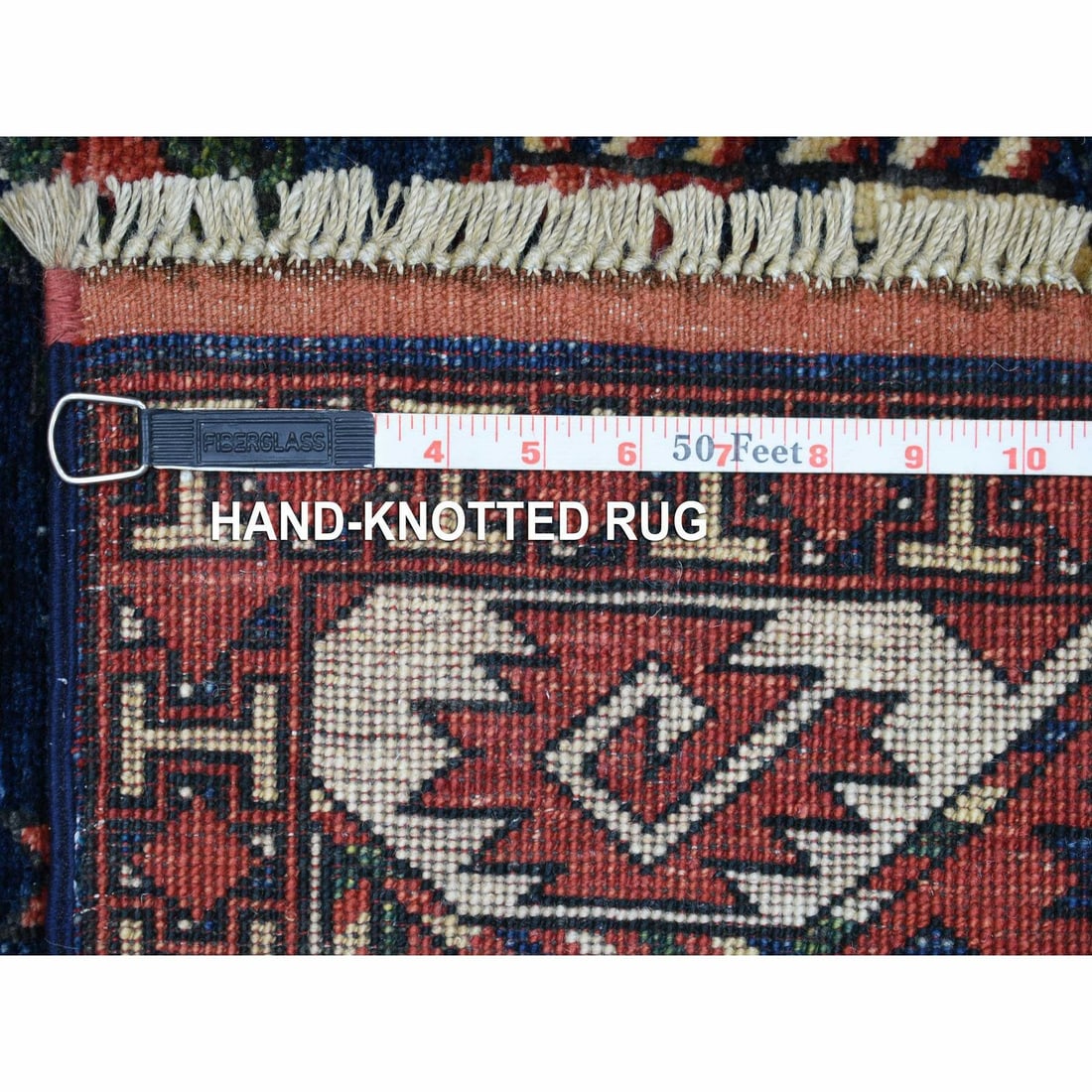 Rug 4'x5'9" Navy Afghan Ersari Elephant Feet Design Wool Hand Knotted - 6