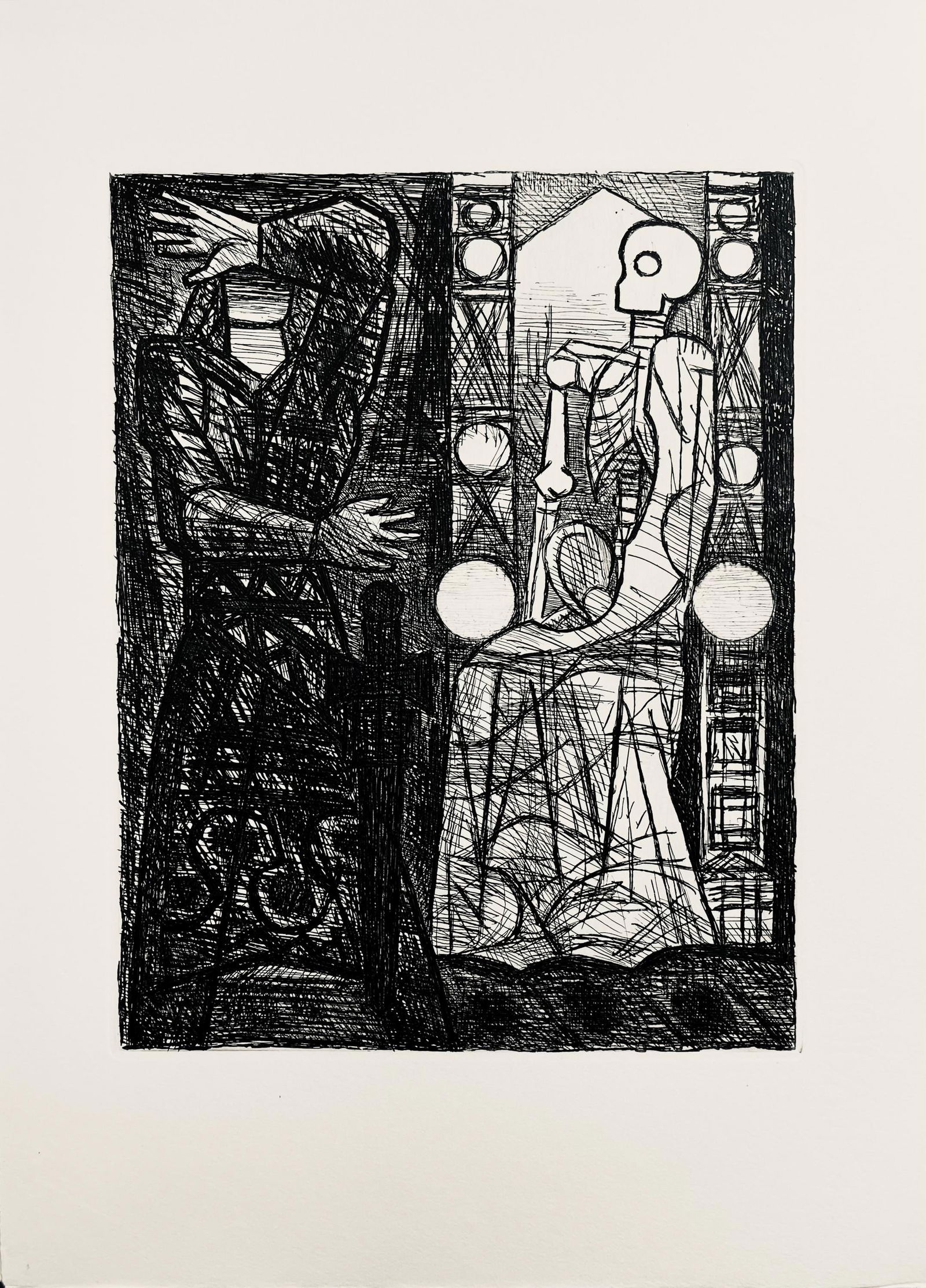 Etching - Marcel Gromaire - Le Spectre De Banquo - Scne XIII - Shakespeare - Macbeth - Eaux-fortes - 5