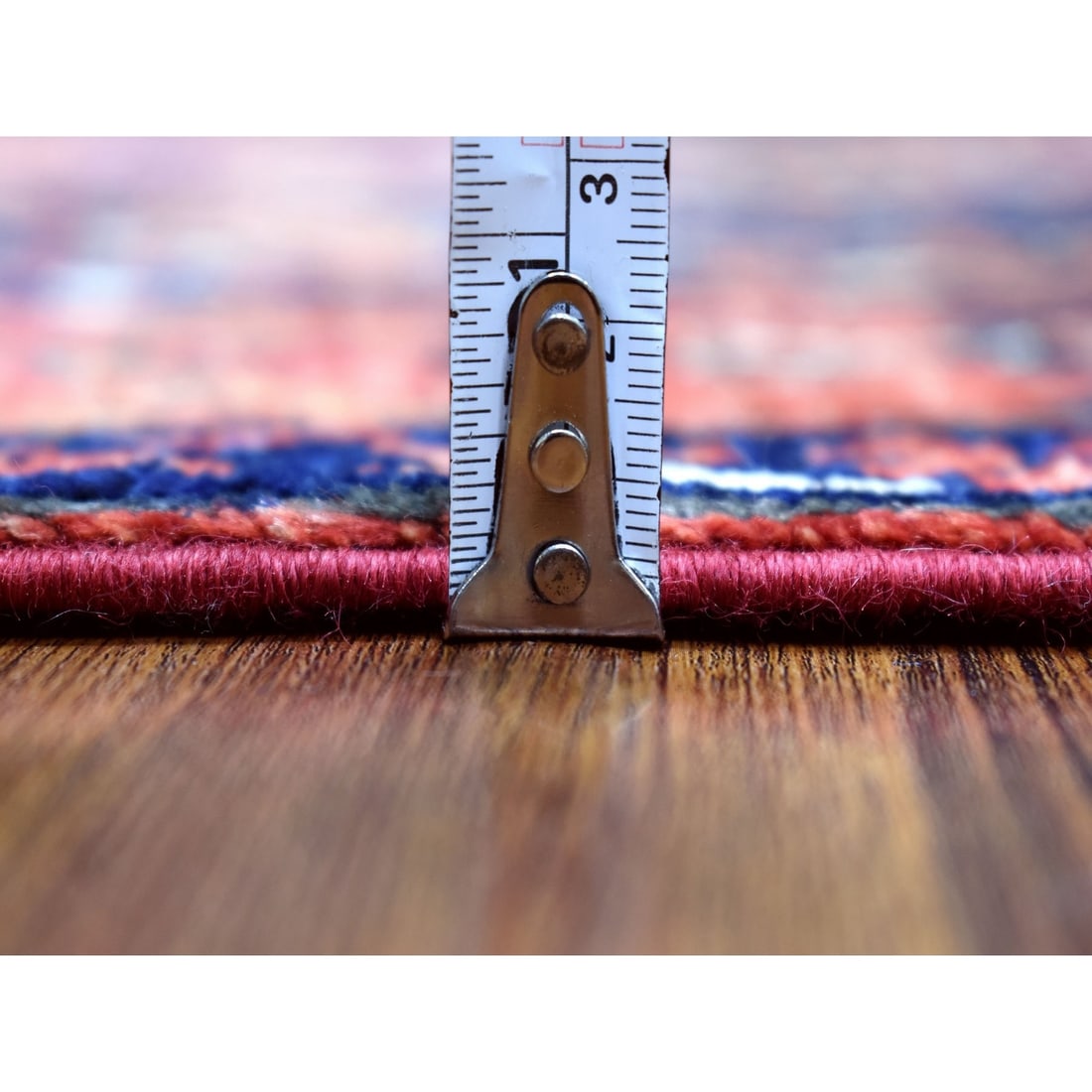 Rug 5'3"x6'6" Pure Wool Red Afghan Ersari Geometric Design Hand Knotted - 5