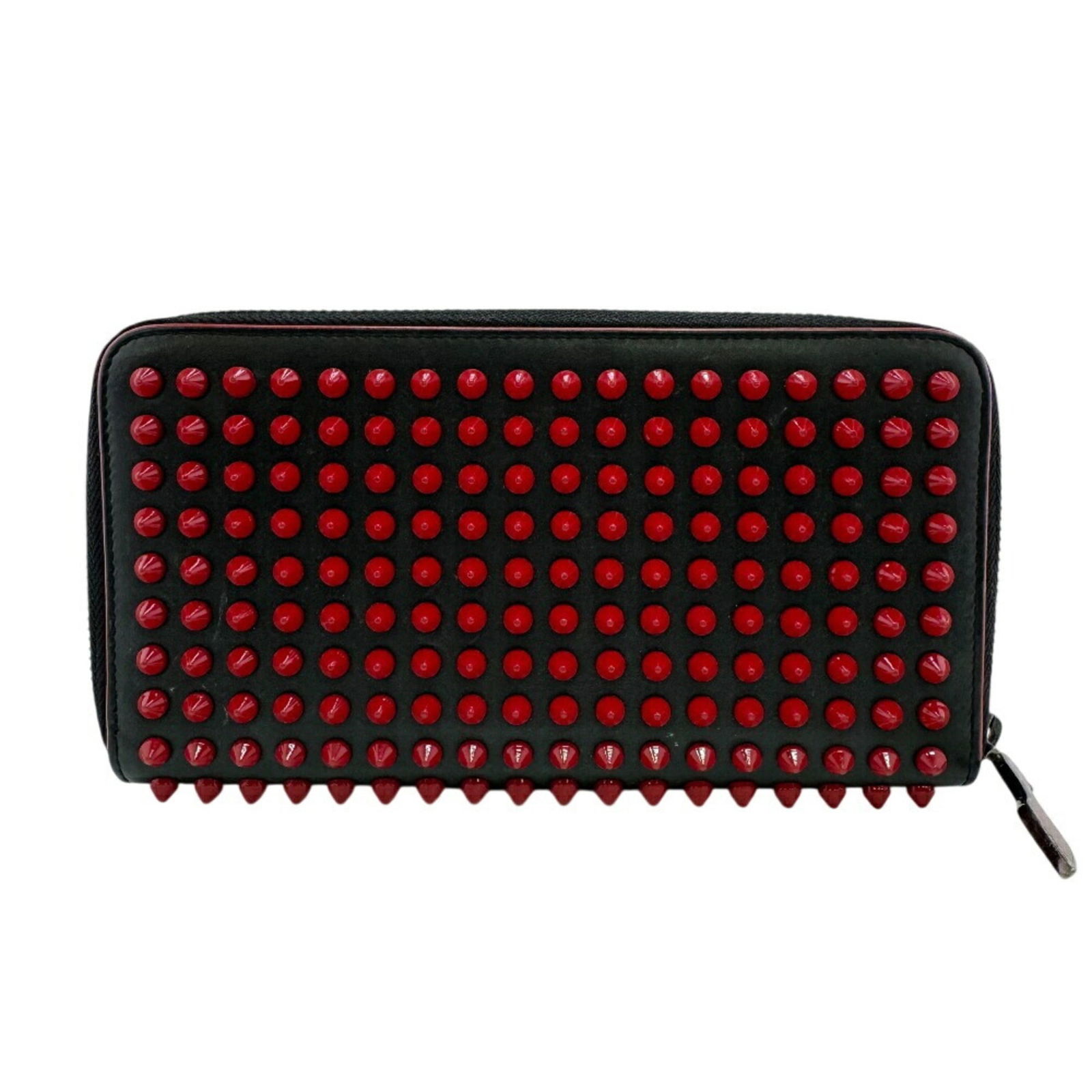 Unisex - Christian Louboutin Panettone Round Zip Wallet with Studs - Red - 2