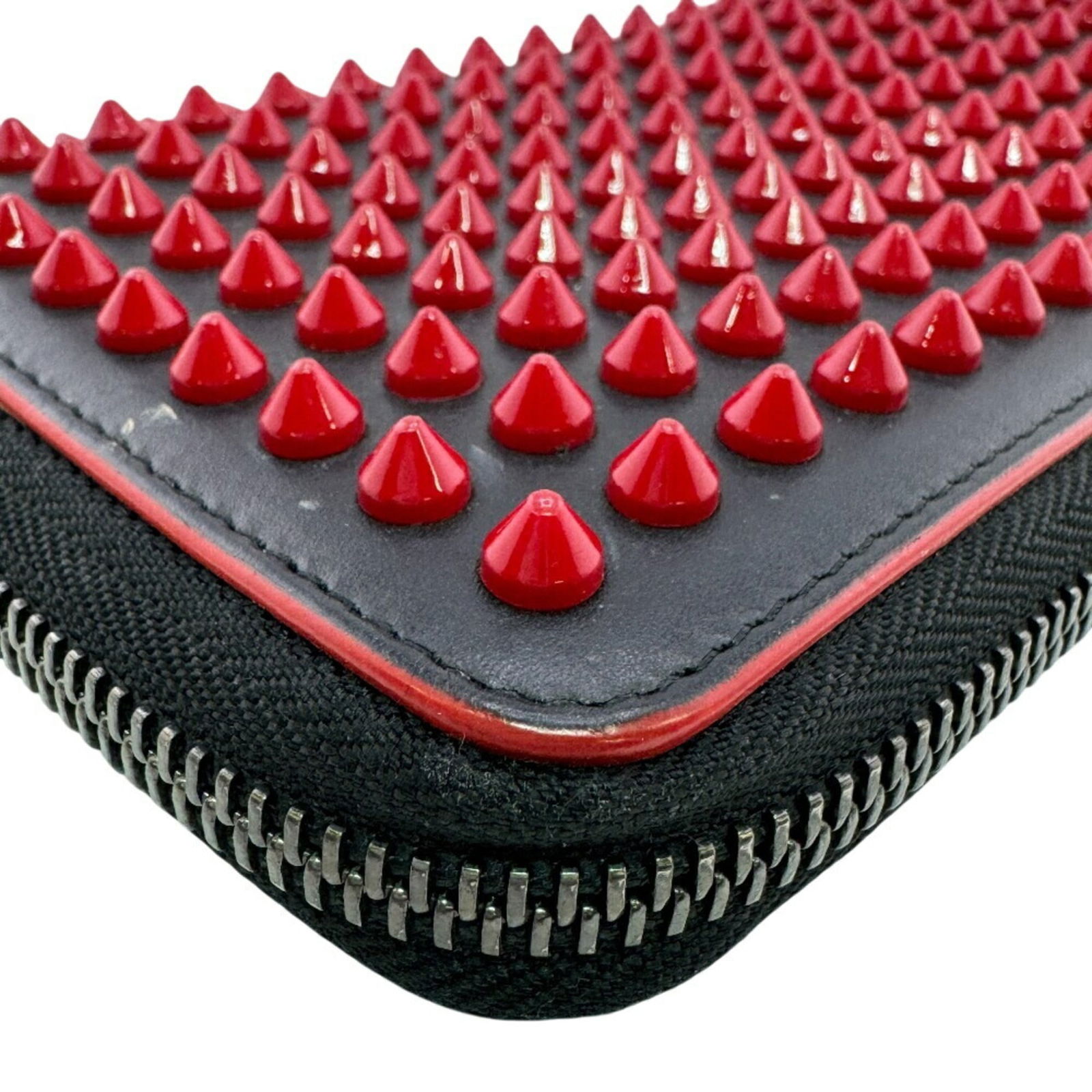 Unisex - Christian Louboutin Panettone Round Zip Wallet with Studs - Red - 3