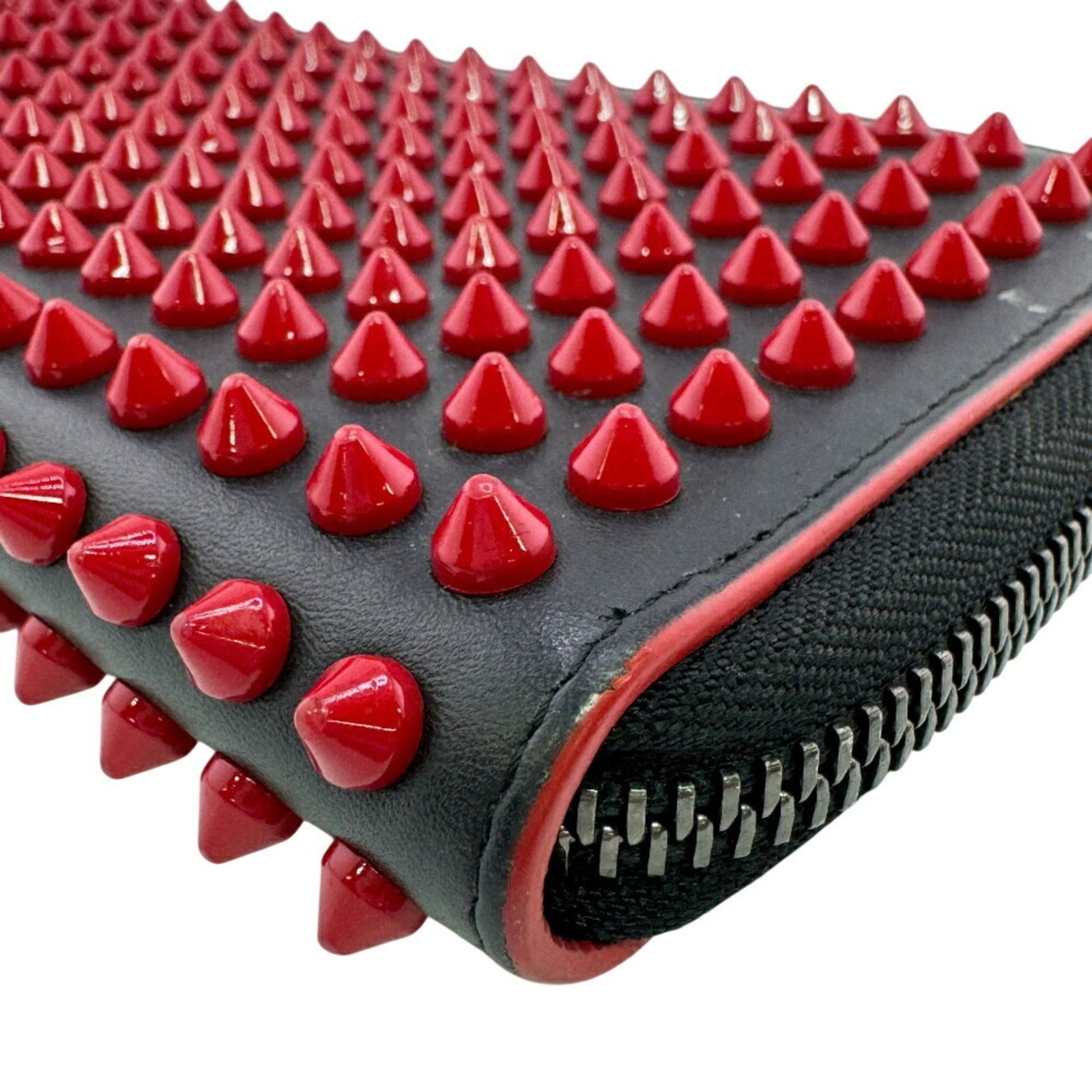 Unisex - Christian Louboutin Panettone Round Zip Wallet with Studs - Red - 4