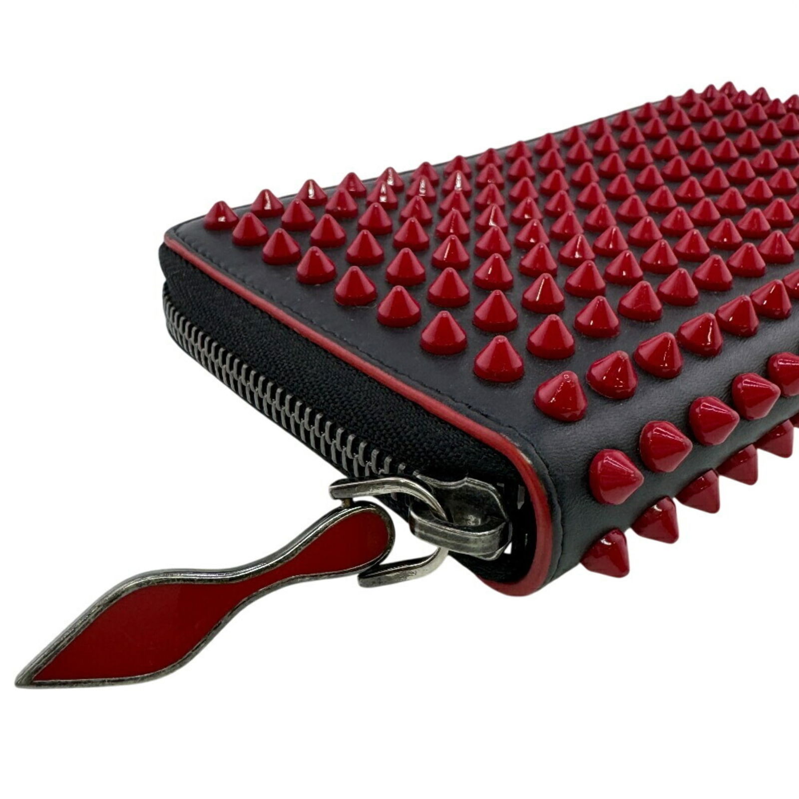 Unisex - Christian Louboutin Panettone Round Zip Wallet with Studs - Red - 5