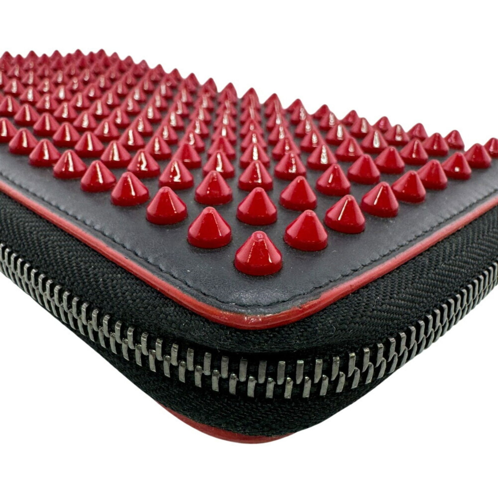 Unisex - Christian Louboutin Panettone Round Zip Wallet with Studs - Red - 6