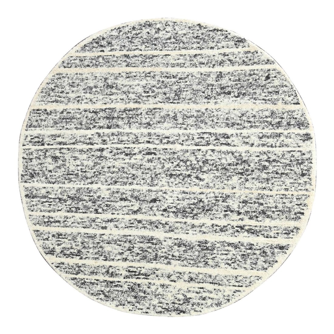 Rug 8'x8' Salt and Pepper Modern Striae Design Wool Hand Knotted Round (1 of 8)