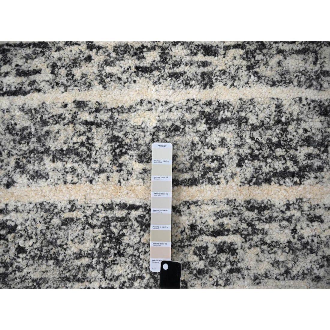 Rug 8'x8' Salt and Pepper Modern Striae Design Wool Hand Knotted Round - 4