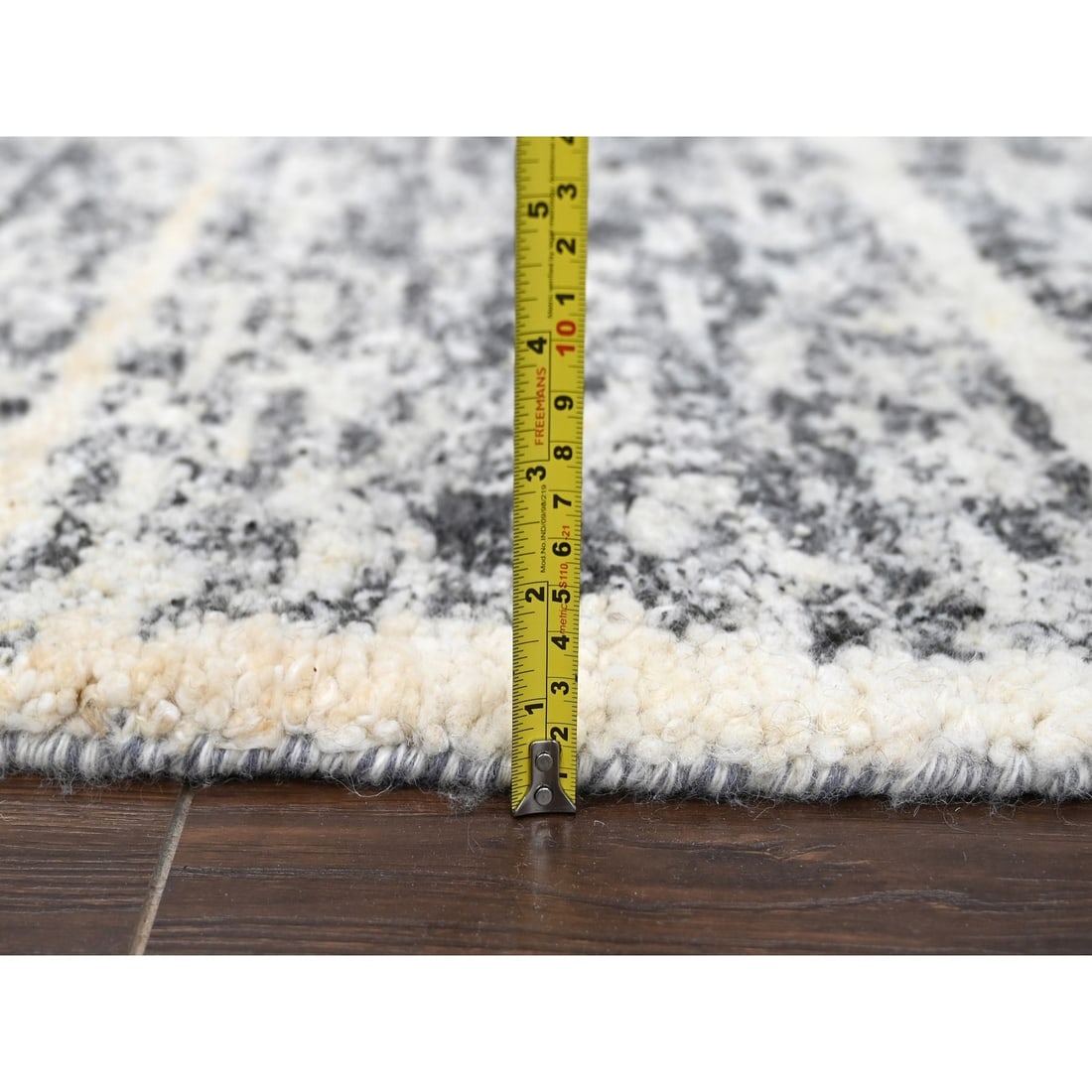 Rug 8'x8' Salt and Pepper Modern Striae Design Wool Hand Knotted Round - 7