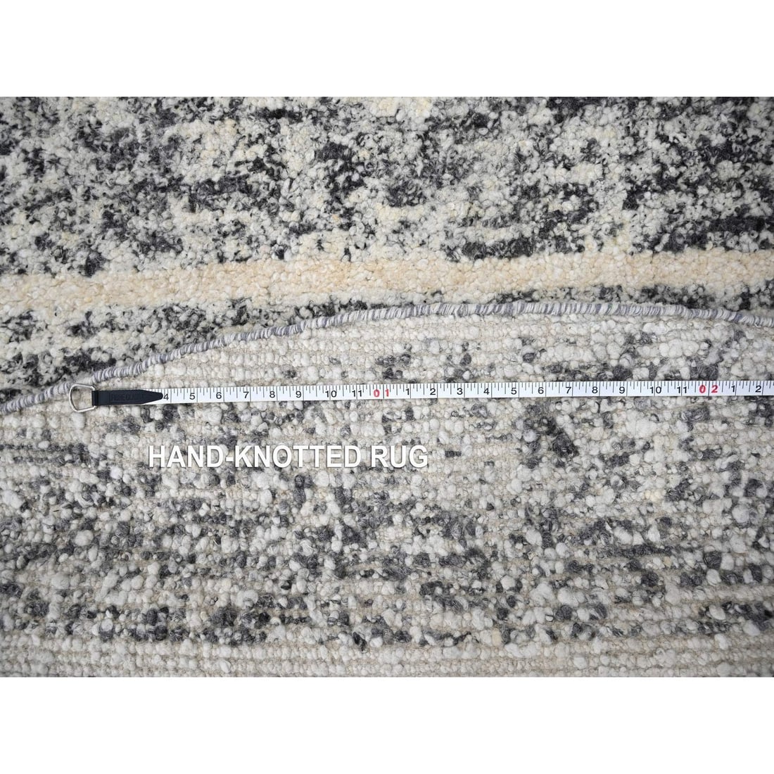 Rug 8'x8' Salt and Pepper Modern Striae Design Wool Hand Knotted Round - 8