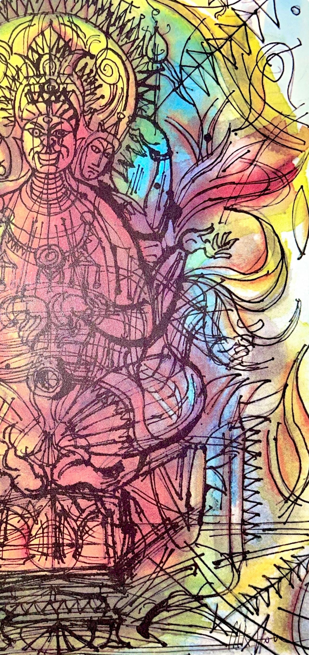 Lithograph - Jean Carzou - Composition - Ce Panorama du Bouddhisme - 4