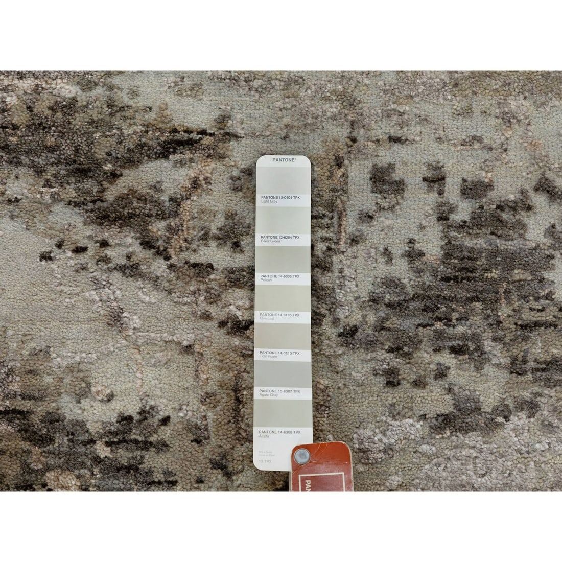 Rug 2'8"x9'10" Natural Abstract Design Wool & Silk Hand Knotted Runner - 4