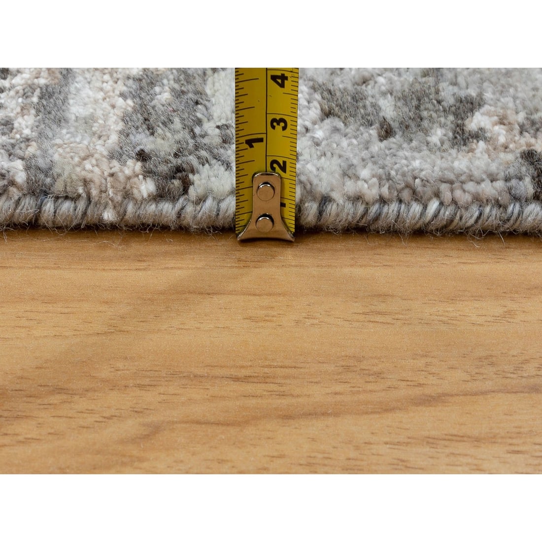 Rug 2'8"x9'10" Natural Abstract Design Wool & Silk Hand Knotted Runner - 7