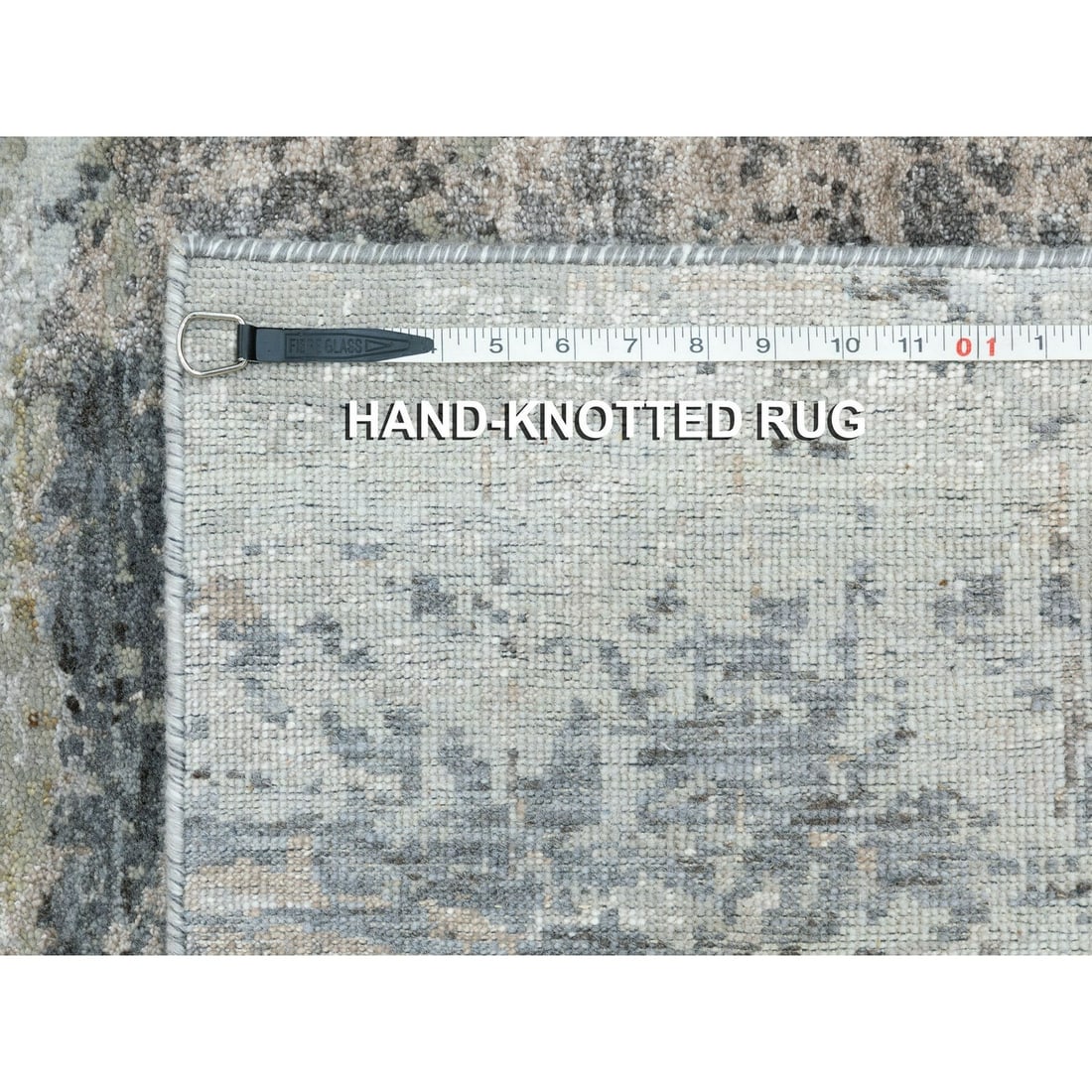 Rug 2'8"x9'10" Natural Abstract Design Wool & Silk Hand Knotted Runner - 8