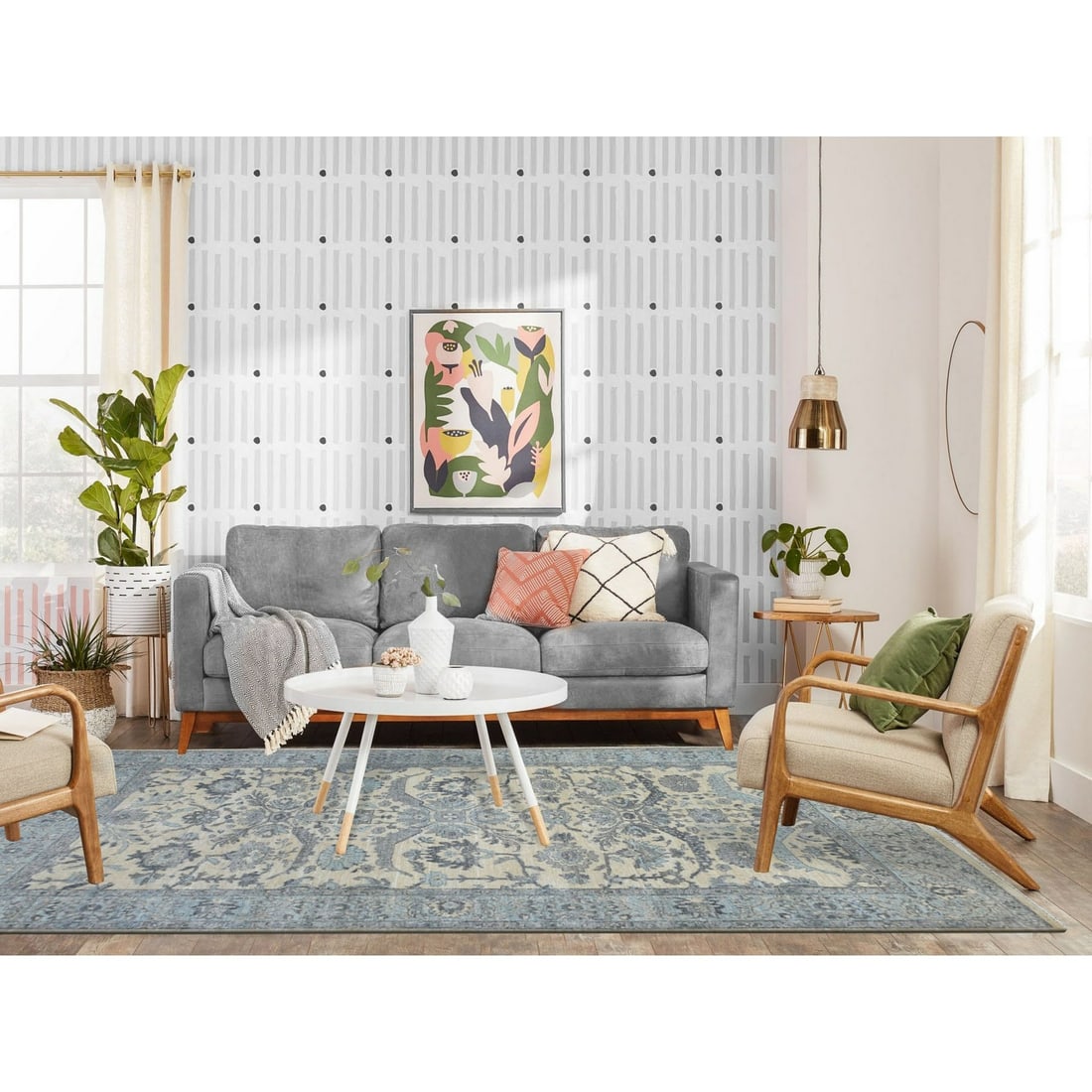 Rug 6'2"x8'9" Ivory Pure Wool Hand Knotted Densely Woven Fine Peshawar - 2