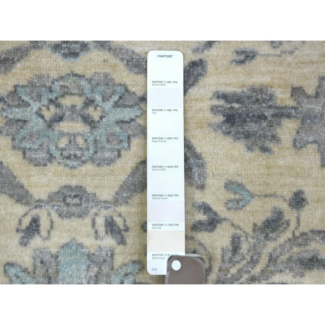 Rug 6'2"x8'9" Ivory Pure Wool Hand Knotted Densely Woven Fine Peshawar - 4