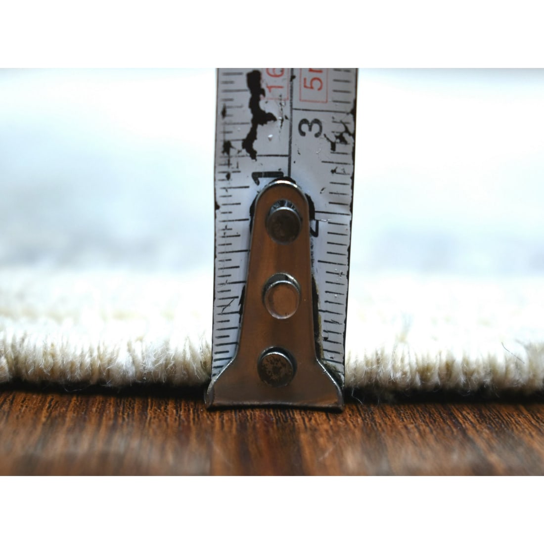 Rug 6'2"x8'9" Ivory Pure Wool Hand Knotted Densely Woven Fine Peshawar - 6