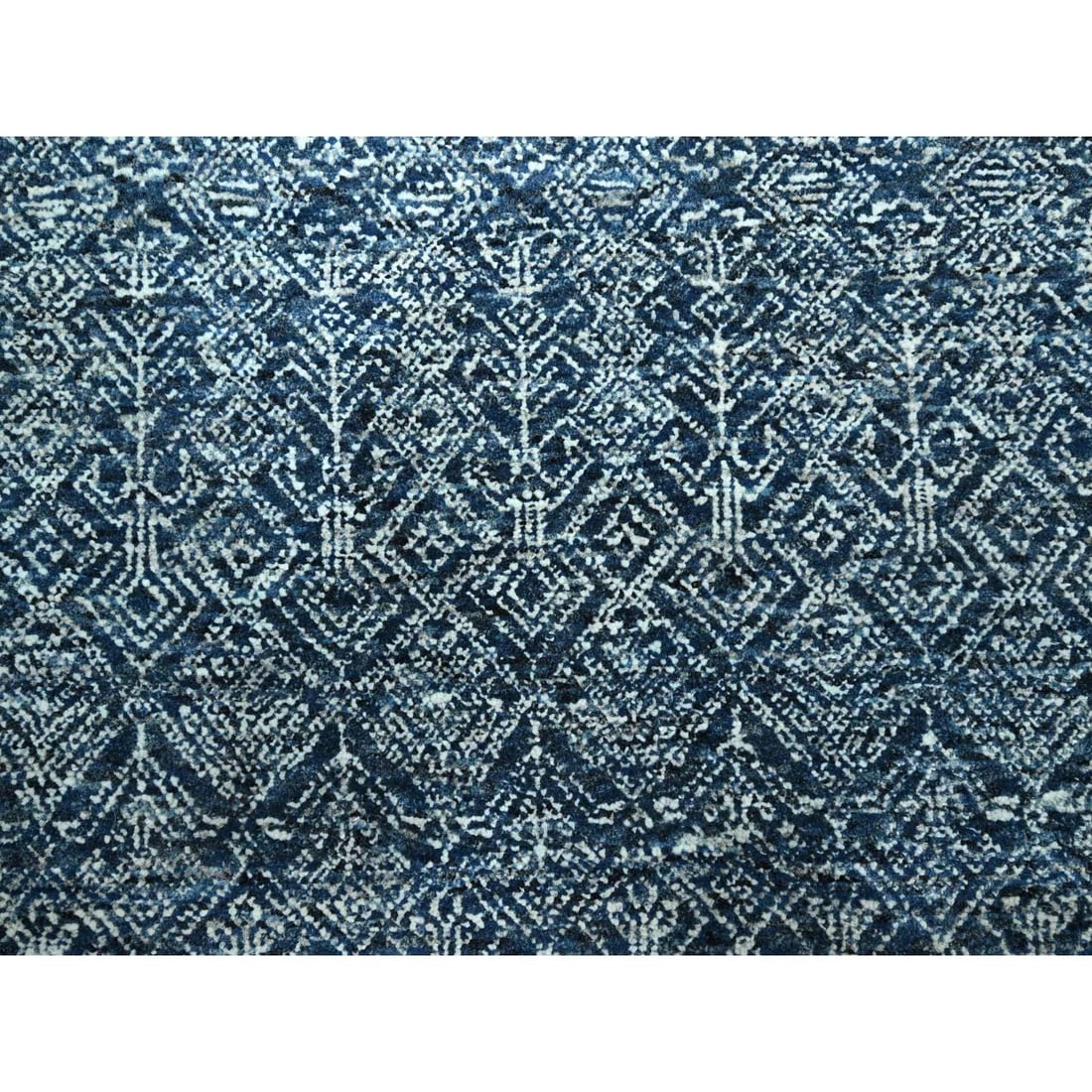 Rug 8'x10'1" Blue Intricate Garden Pattern Agra Hand Knotted Pure Wool - 8
