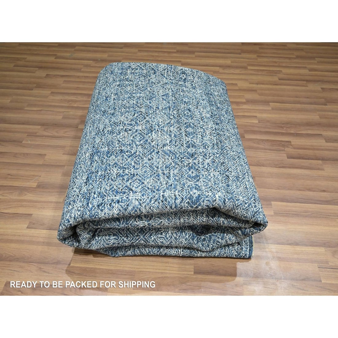 Rug 8'x10'1" Blue Intricate Garden Pattern Agra Hand Knotted Pure Wool - 9