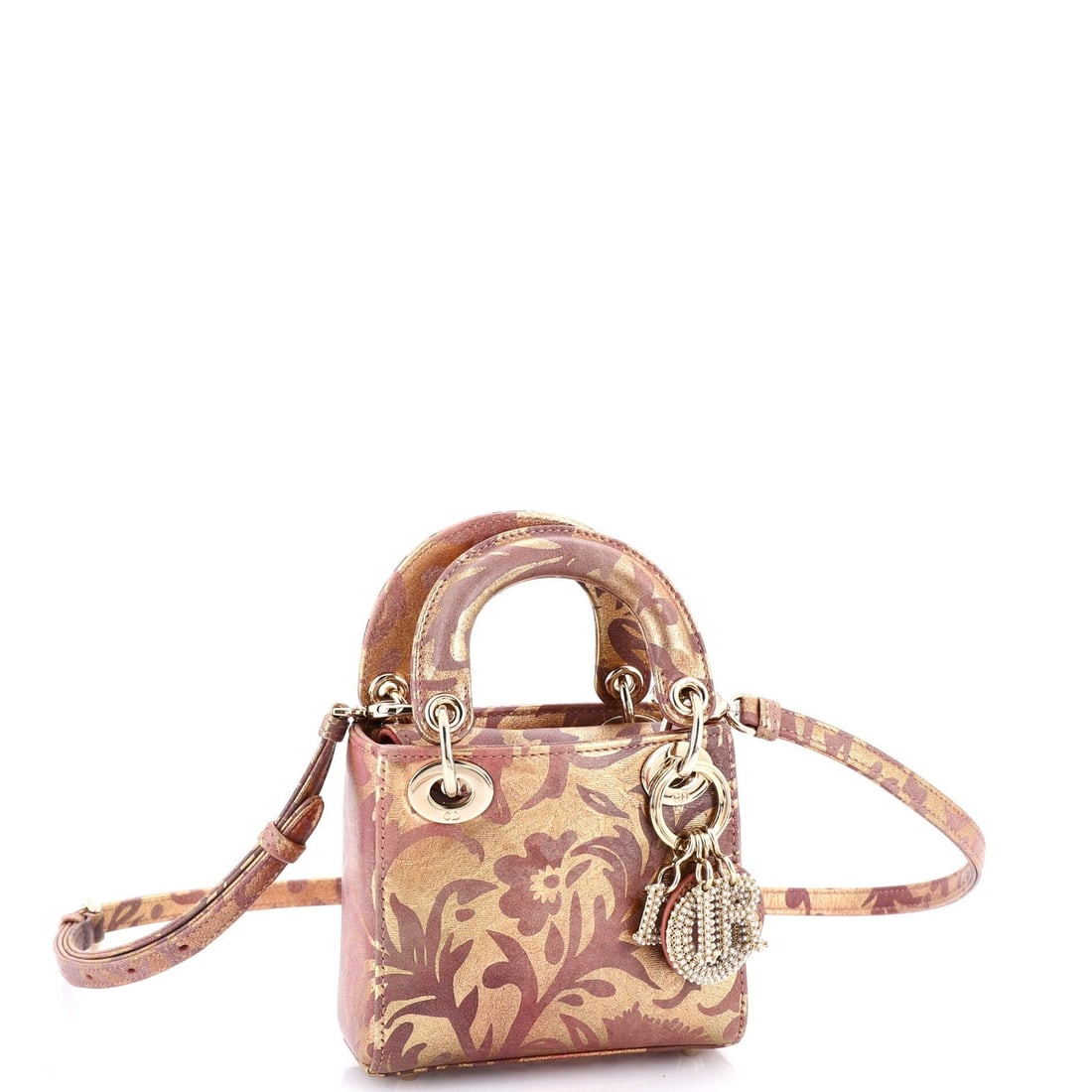 Micro Christian Dior Lady Dior Bag Painted Leather with Faux Pearl Charms - 2