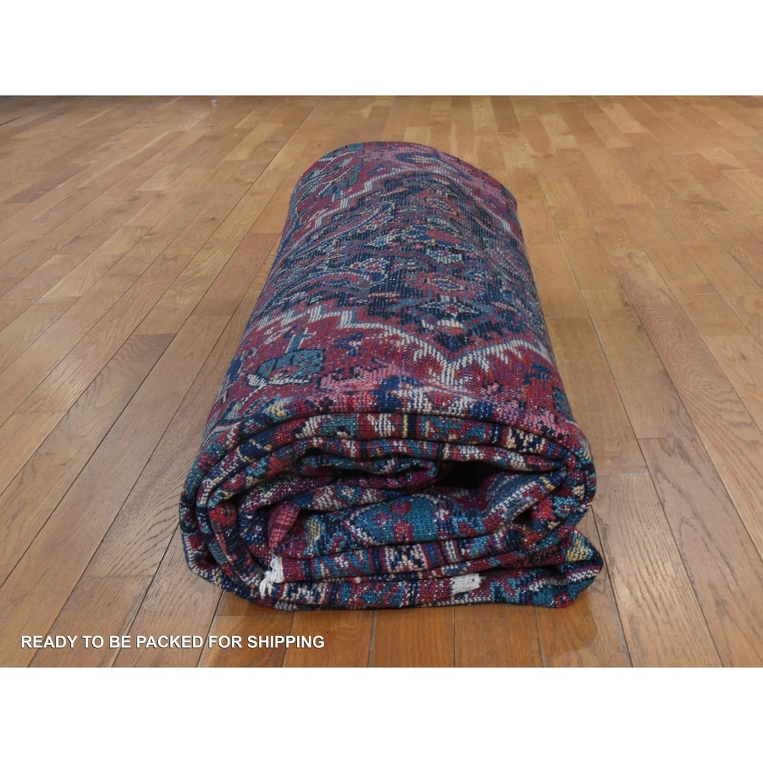 Rug 10'7"x13'7" Red Vintage Zoroastrian Mahal Soft Wool Hand Knotted - 11