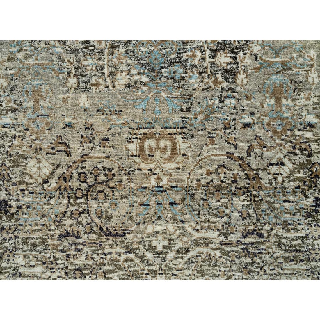 Rug 2'8"x23'10" Gray Transitional Hand Knotted Silk and Wool XL Runner - 5