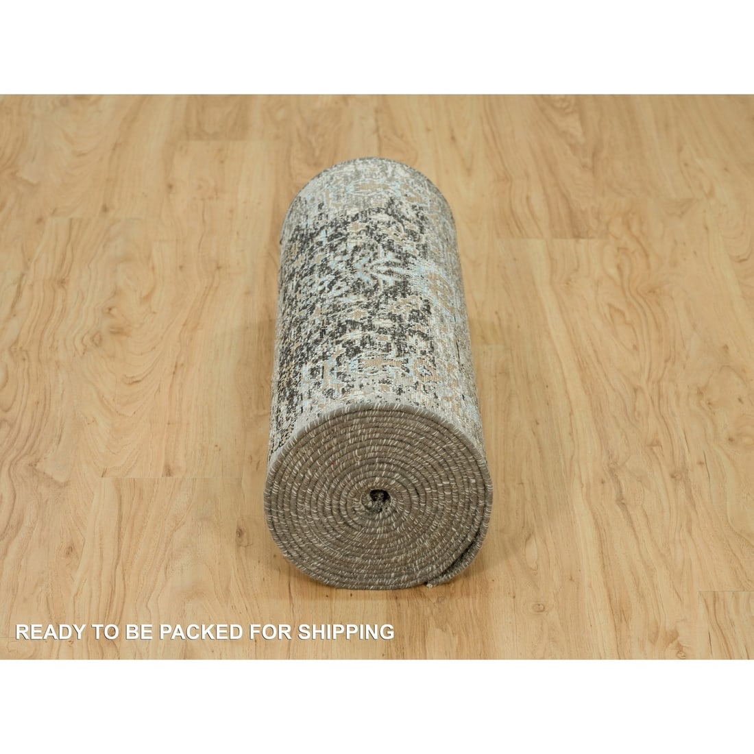 Rug 2'8"x23'10" Gray Transitional Hand Knotted Silk and Wool XL Runner - 6